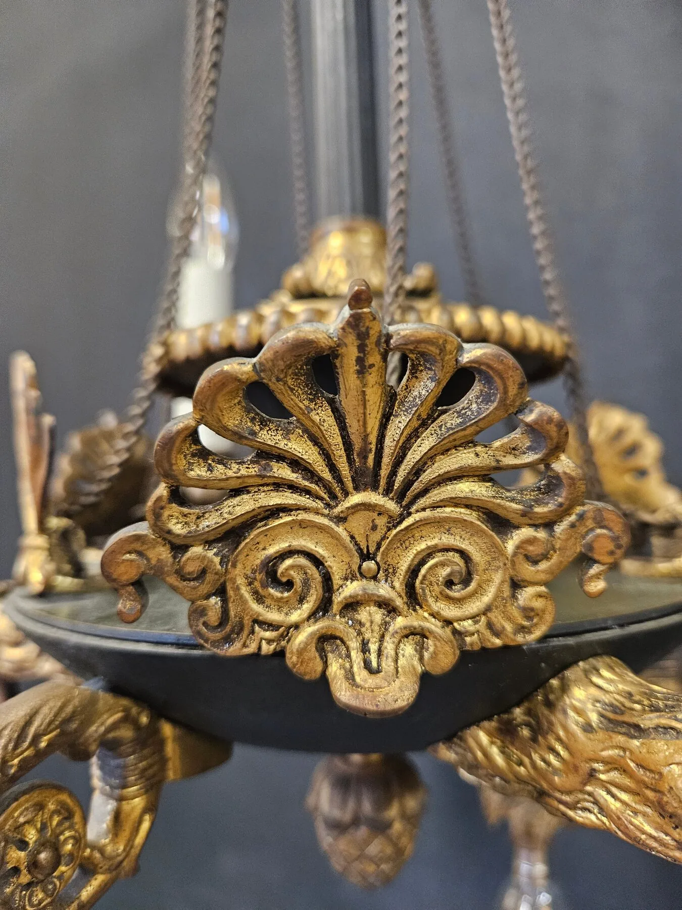 3-Arm French Empire Chandelier, c. 1920 – view 9