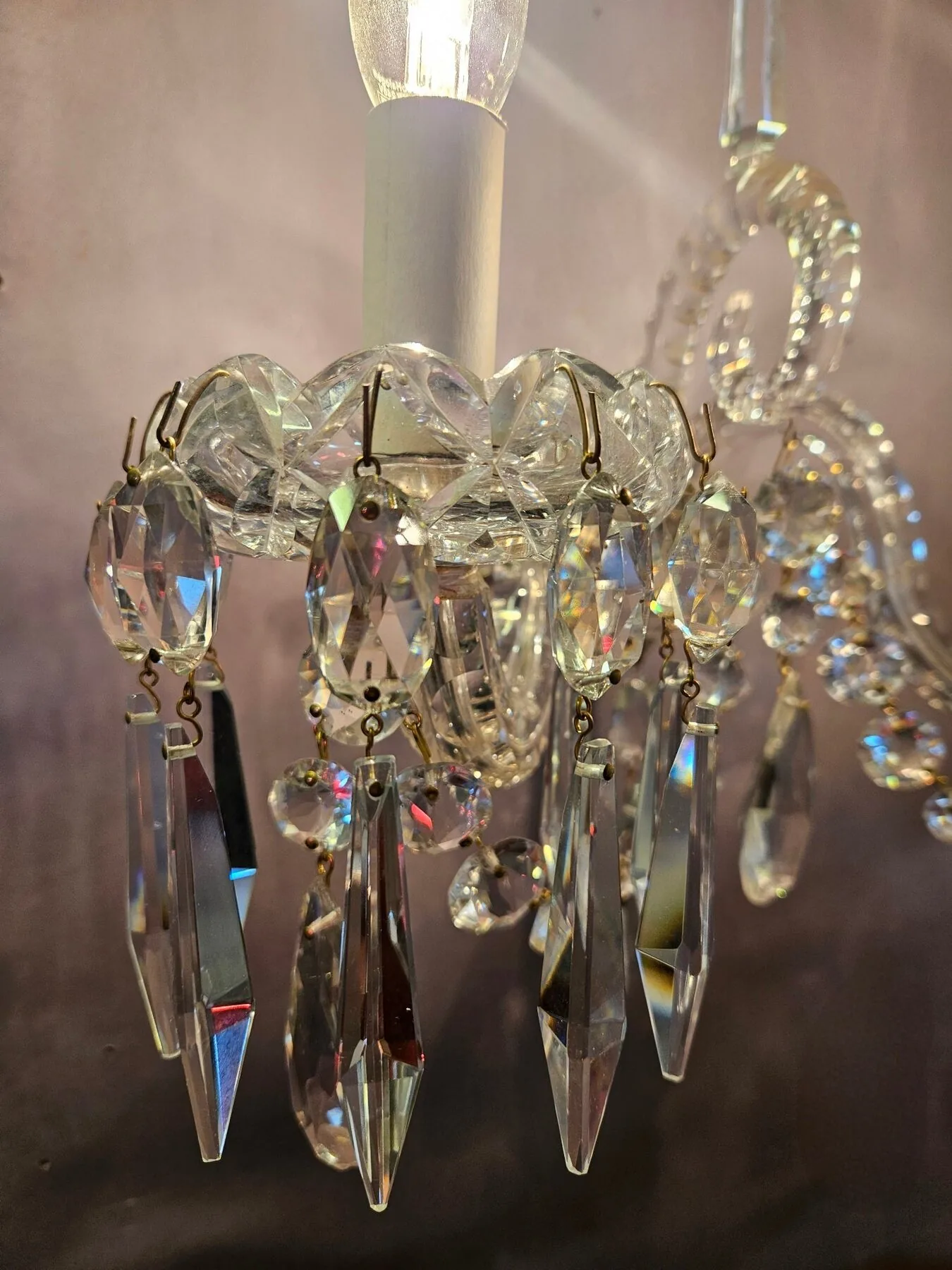 Pair of Early-Victorian Cut-Glass 2-Arm Wall Lights, c. 1840 – view 9