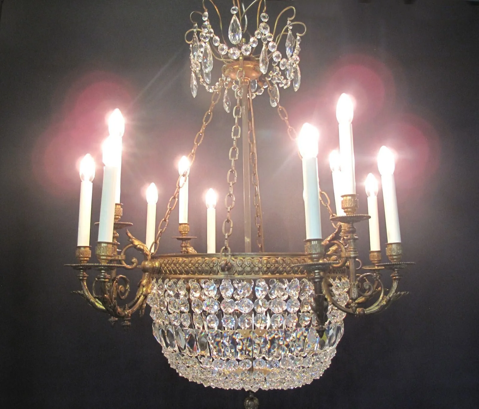12-Light Ormolu & Crystal Chandelier, c. 1910 – view 9