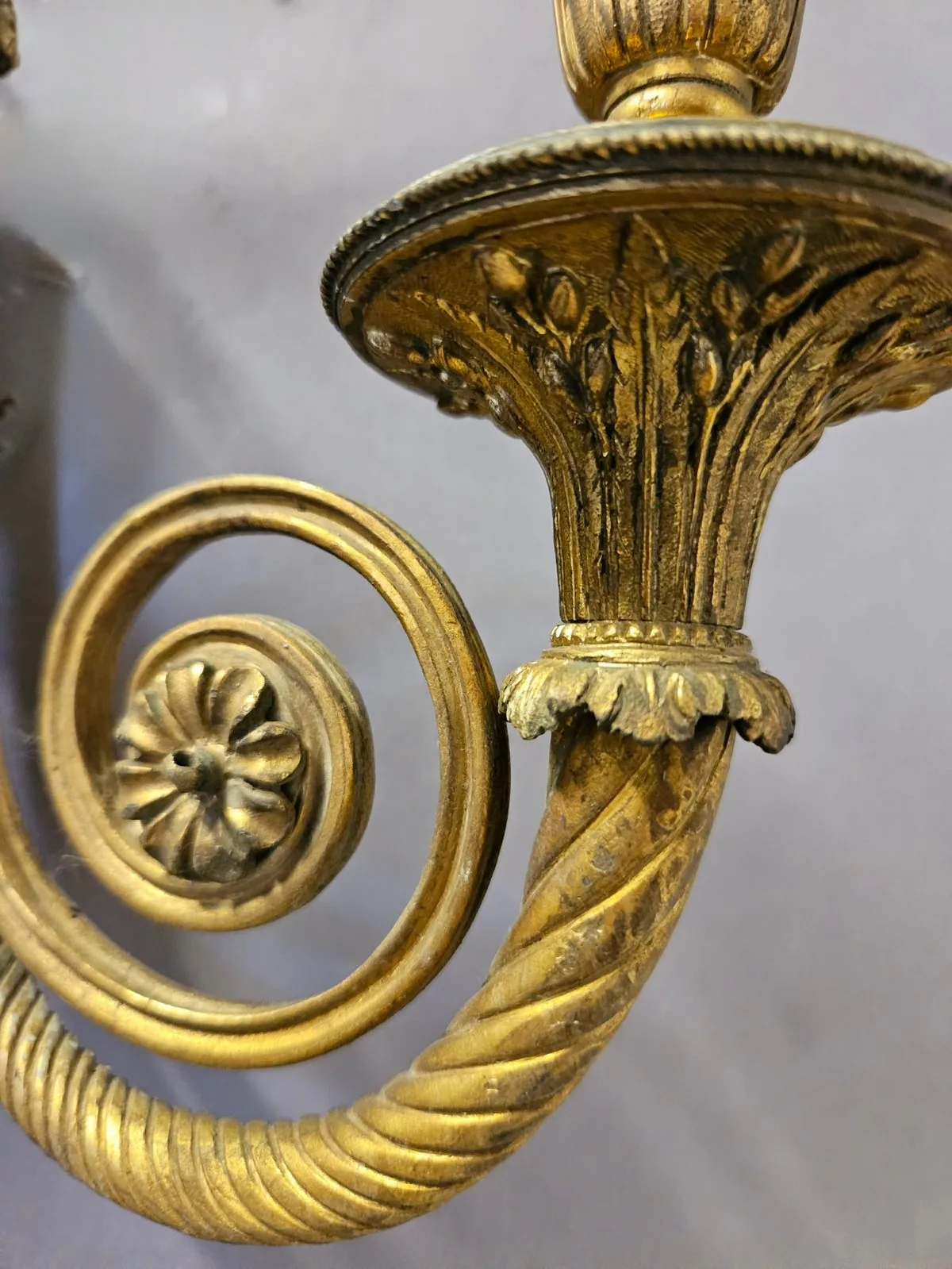 Pair Of 2-Arm Ormolu Wall Lights, c. 1920 – view 9