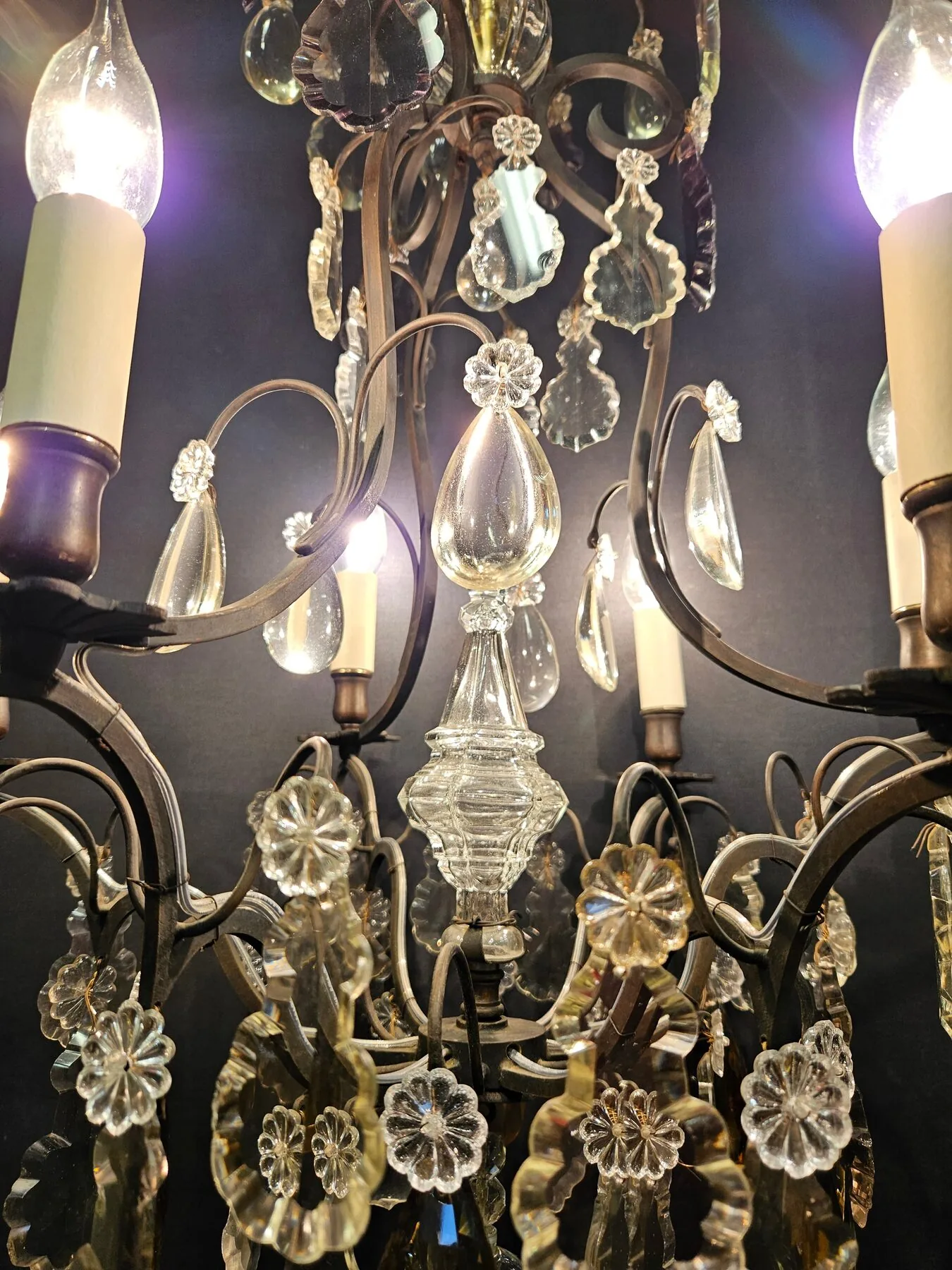 6-Arm French Chandelier With Coloured Glass – view 9