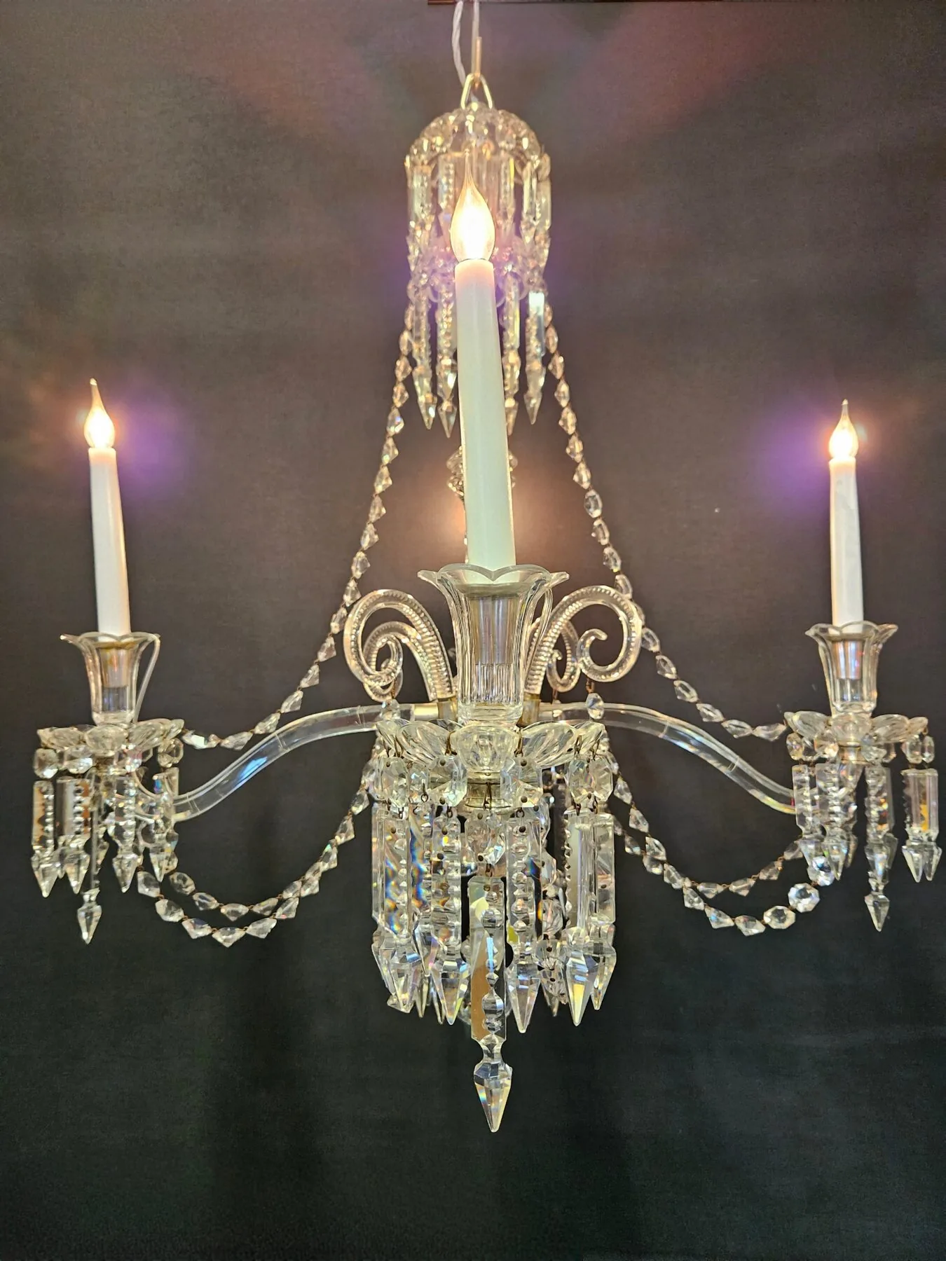 4-Arm Victorian Glass Chandelier, c. 1840 – view 9