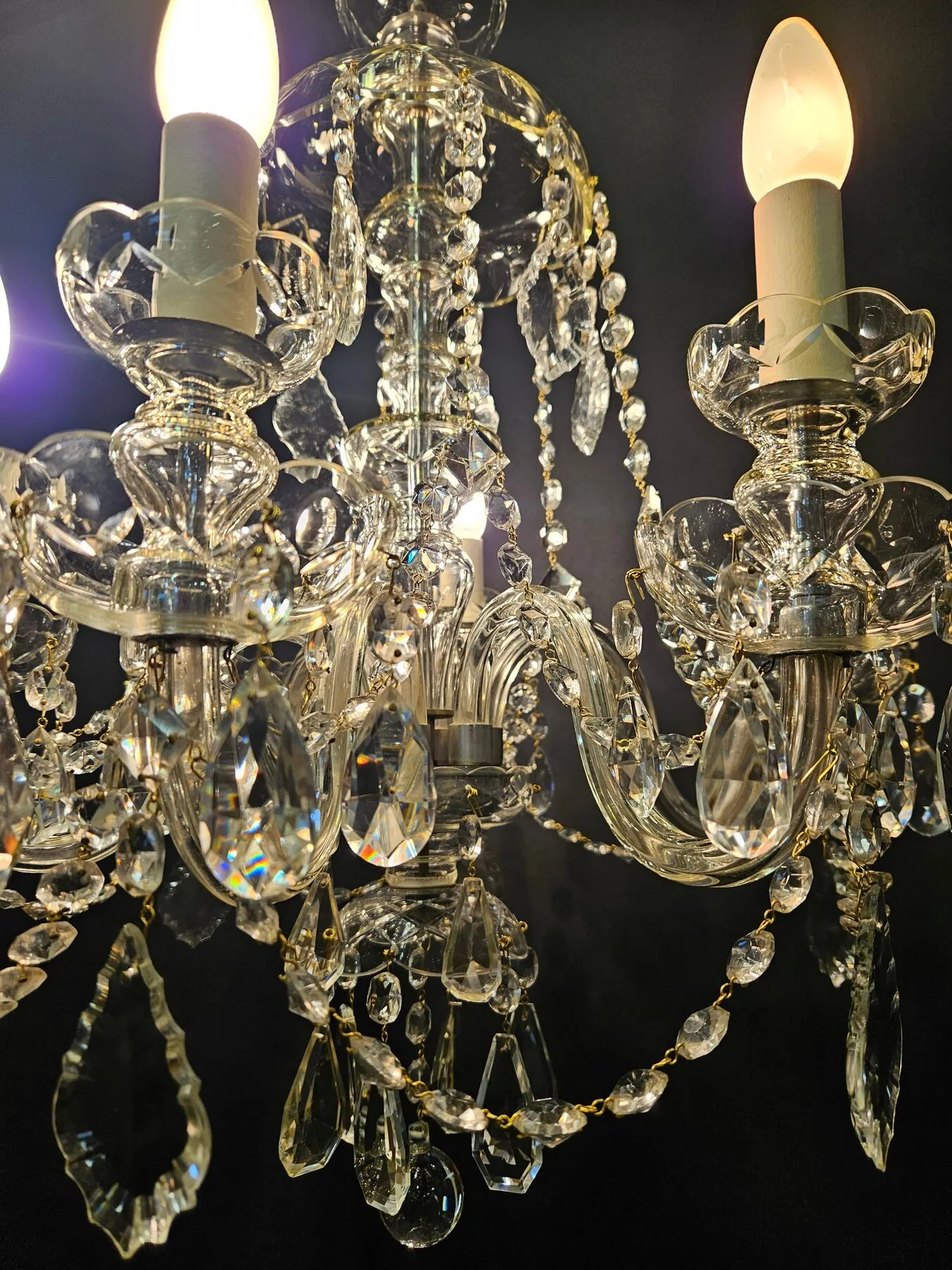 6-Arm Czech Chandelier, c. 1930 – view 9