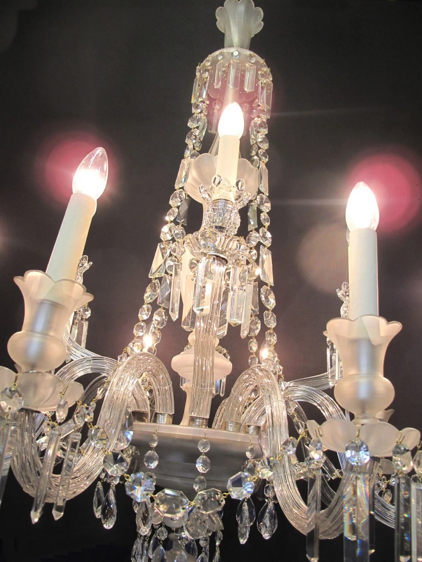 12-Arm Victorian Frosted Chandelier, c. 1850 – view 9