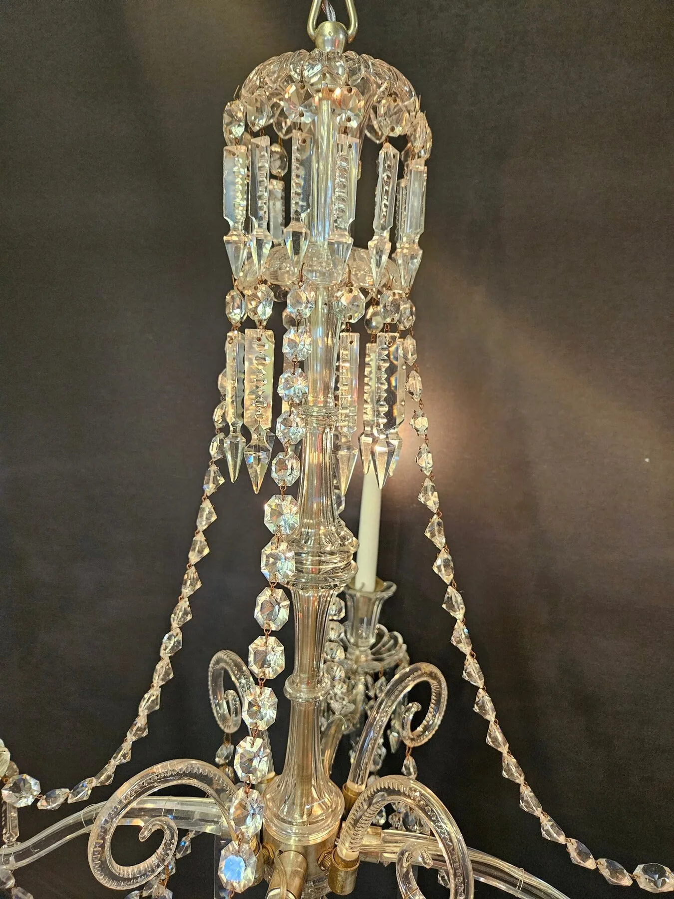 4-Arm Victorian Glass Chandelier, c. 1840 – view 10