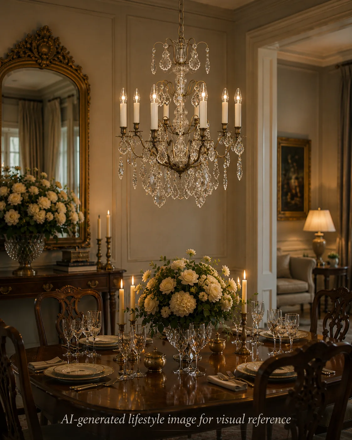 8-Arm Bronzed French Chandelier, c. 1920 – view 10