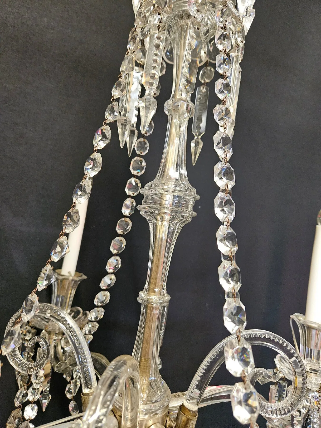 4-Arm Victorian Glass Chandelier, c. 1840 – view 11