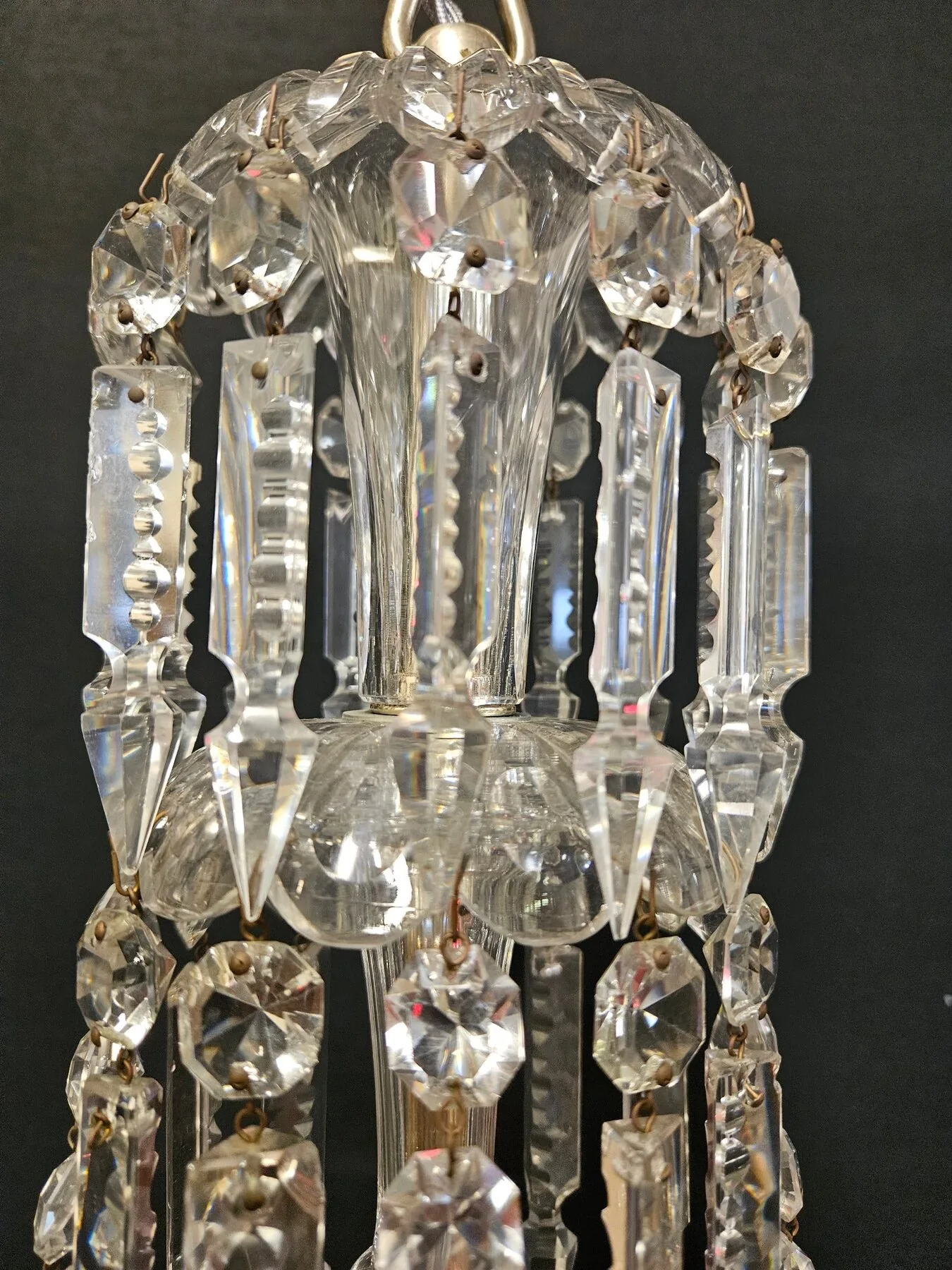 4-Arm Victorian Glass Chandelier, c. 1840 – view 12