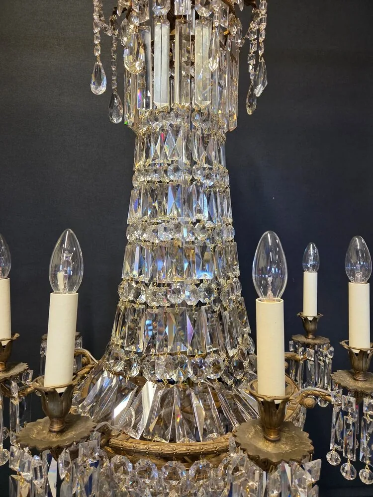 8-Arm Early-Victorian Crystal Chandelier, CA 1840 – view 3