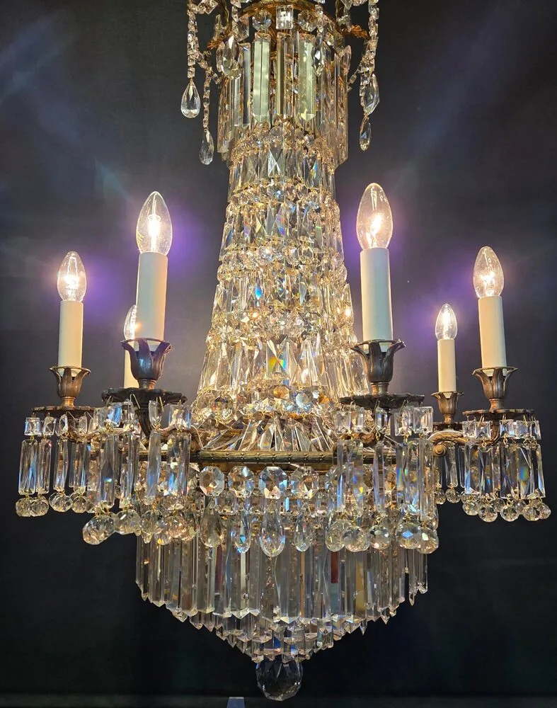 8-Arm Early-Victorian Crystal Chandelier, CA 1840 – view 6
