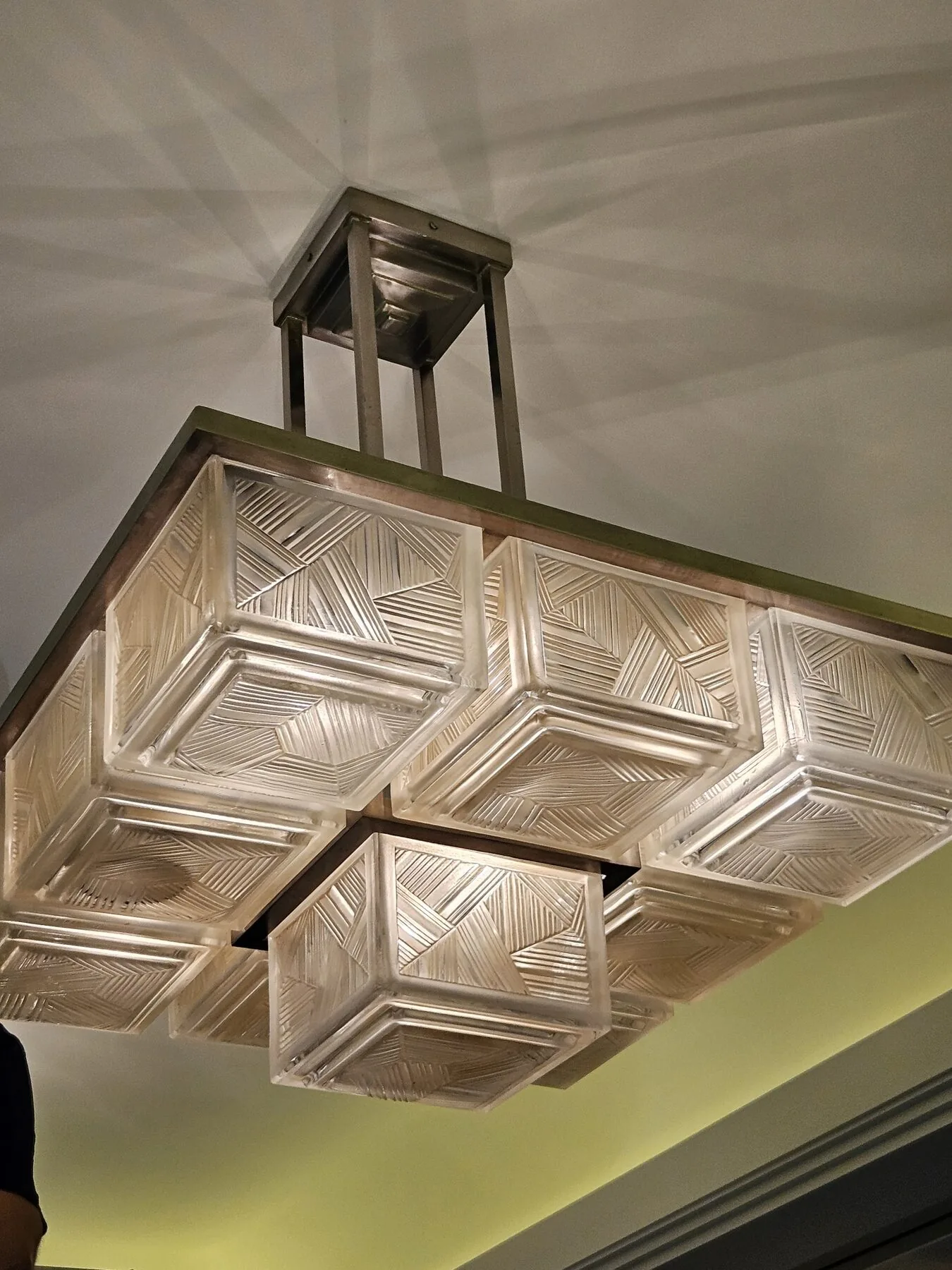 Related Art Deco ceiling fixture with moulded glass panels in the same residence