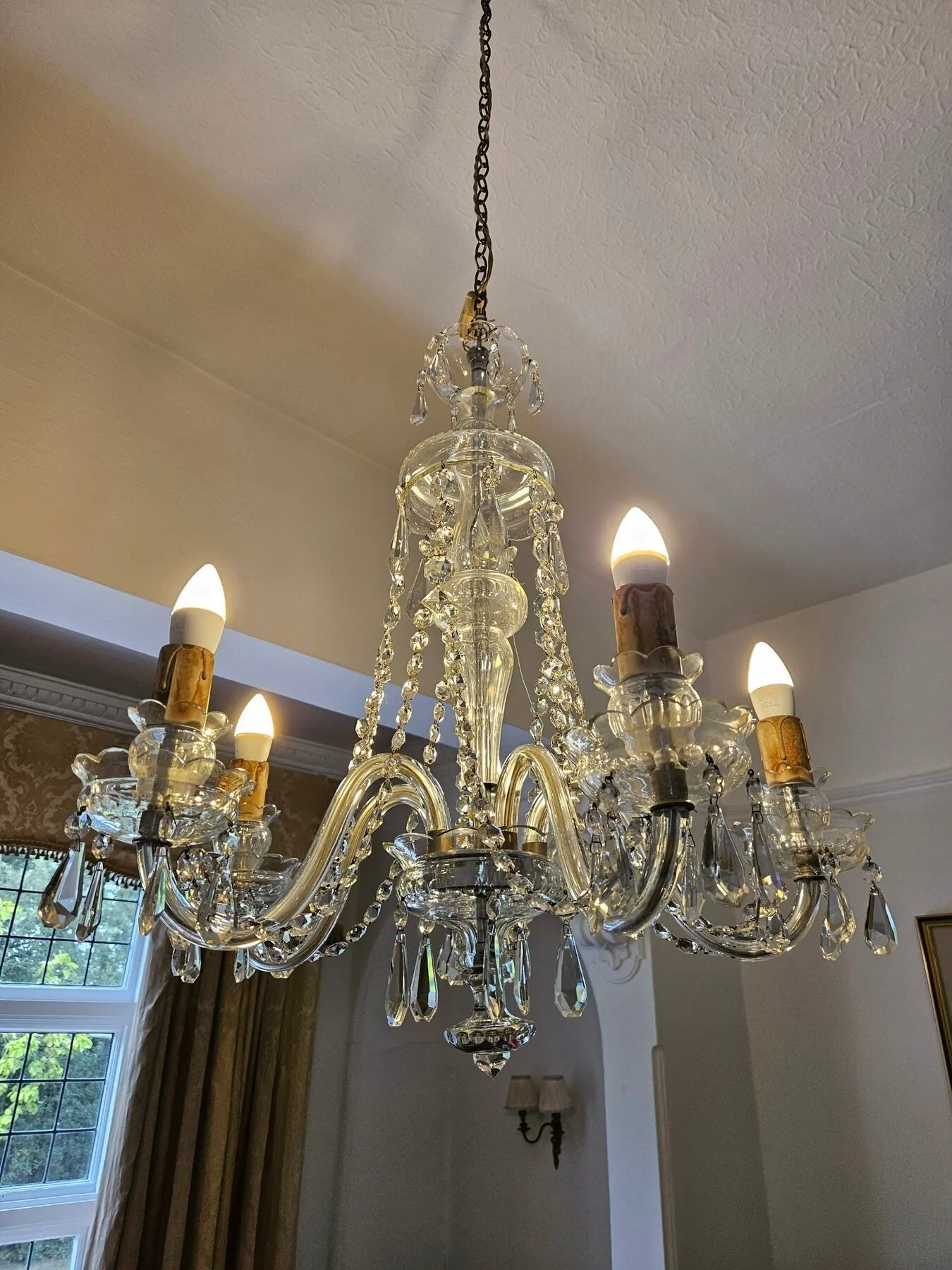 1950s Czech crystal chandelier cleaned for a Putney residence