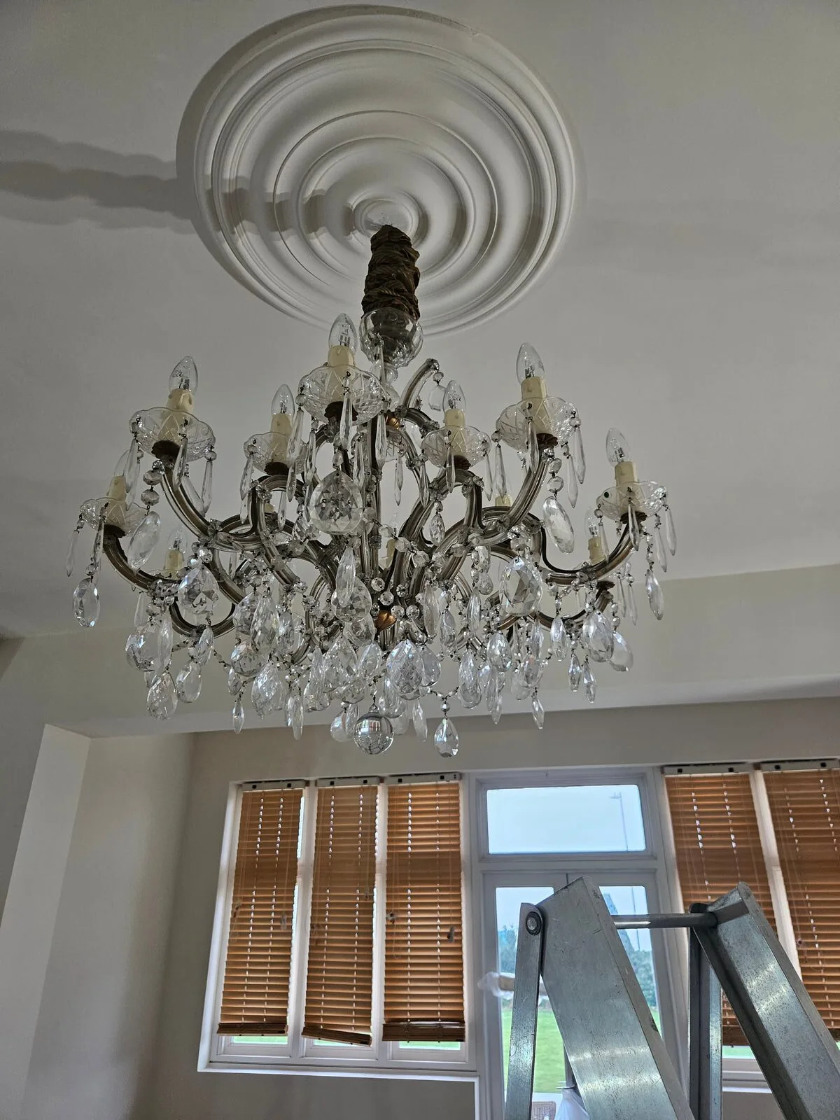 Chandelier cleaned in situ at a private residence in Southend