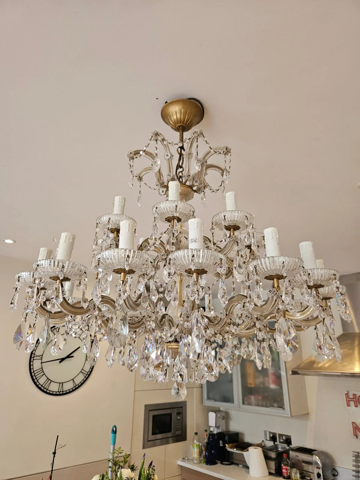 Maria Theresa chandelier with Strass crystal after hand cleaning, Twickenham
