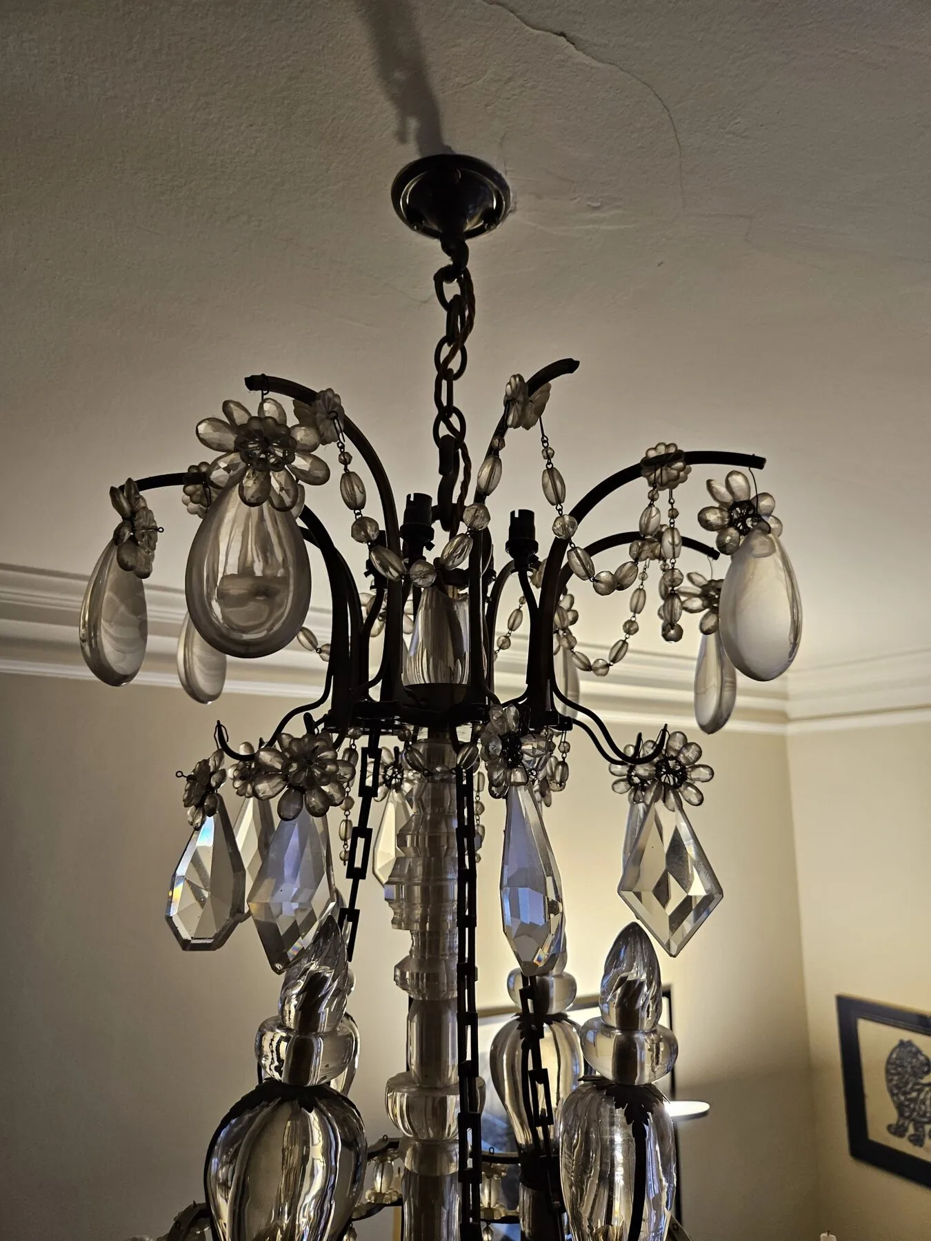 The family chandelier in situ in a Knightsbridge apartment before removal