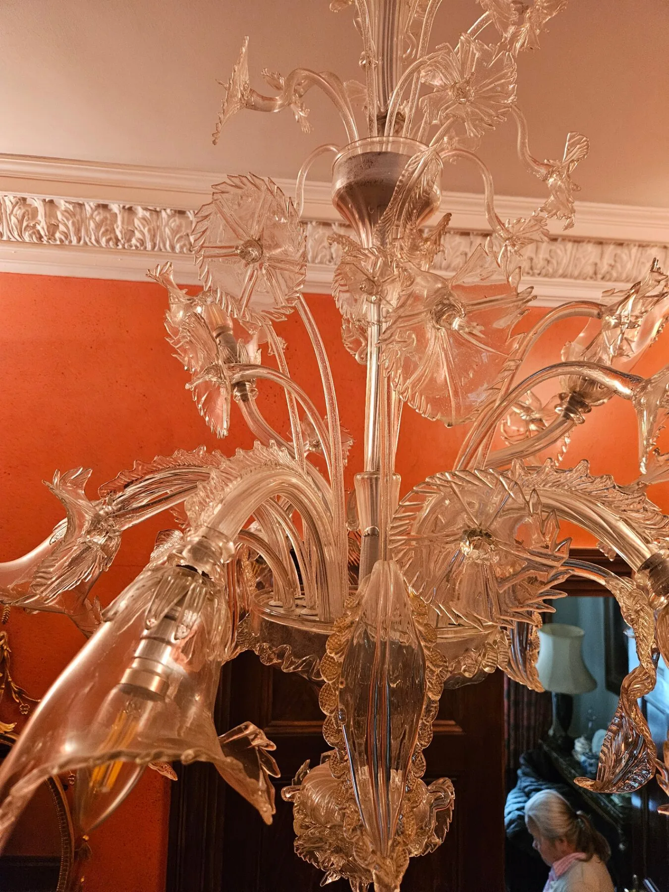 Arms and dressing of the Venetian chandelier viewed from below