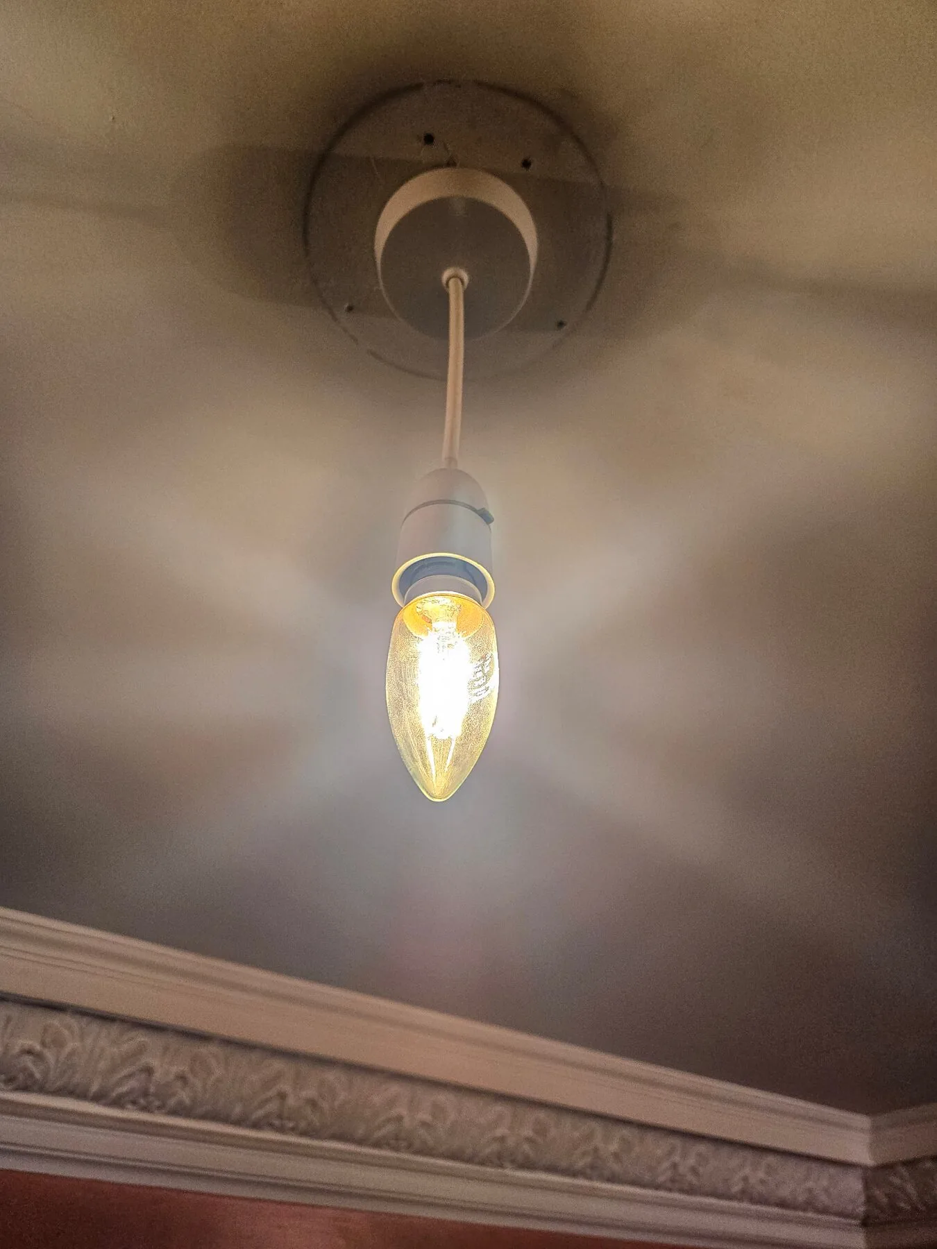 Detail of the temporary lamp holder and bulb fitted for statutory compliance