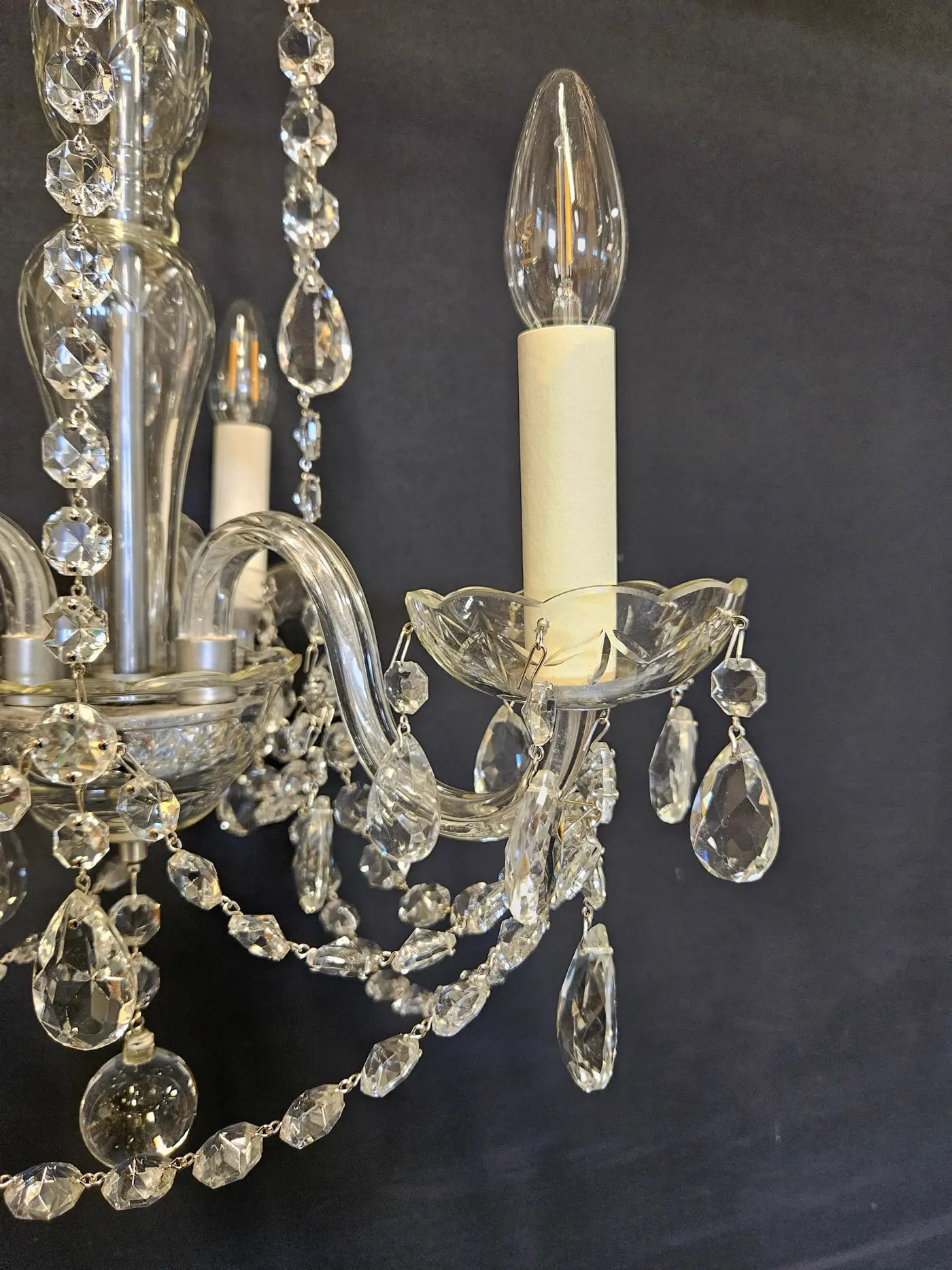 3-Arm Czech Chandelier, c. 1950 – view 2