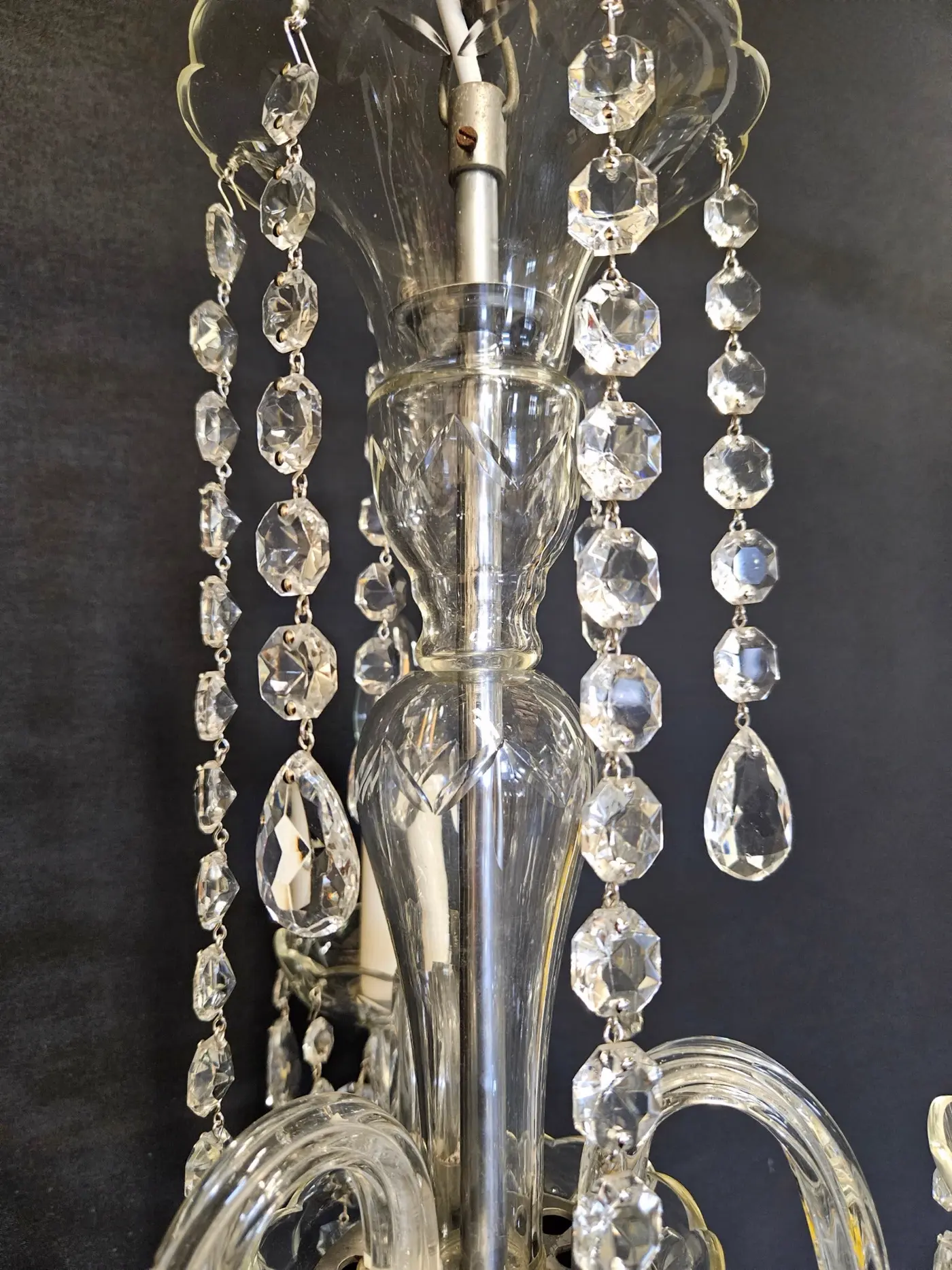 3-Arm Czech Chandelier, c. 1950 – view 3