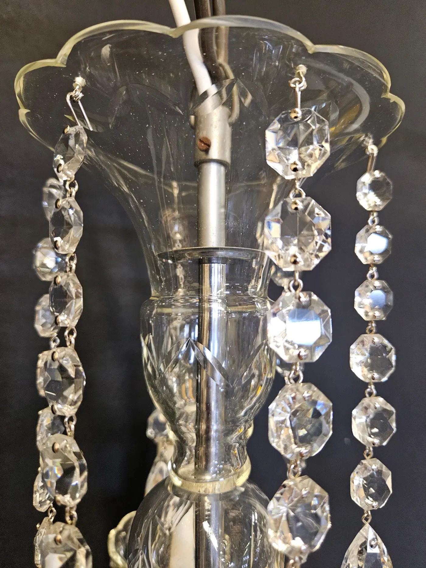 3-Arm Czech Chandelier, c. 1950 – view 6
