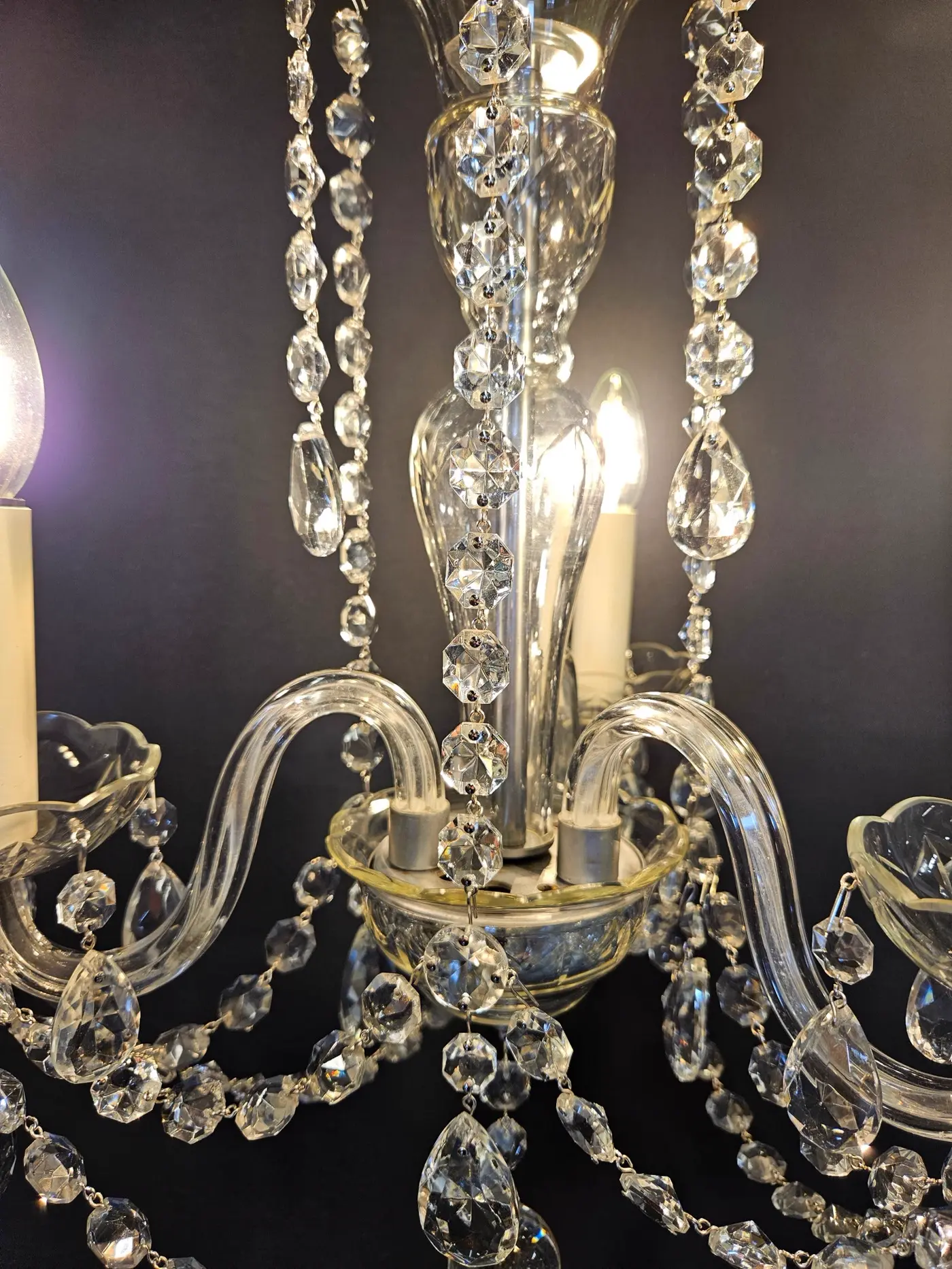 3-Arm Czech Chandelier, c. 1950 – view 8