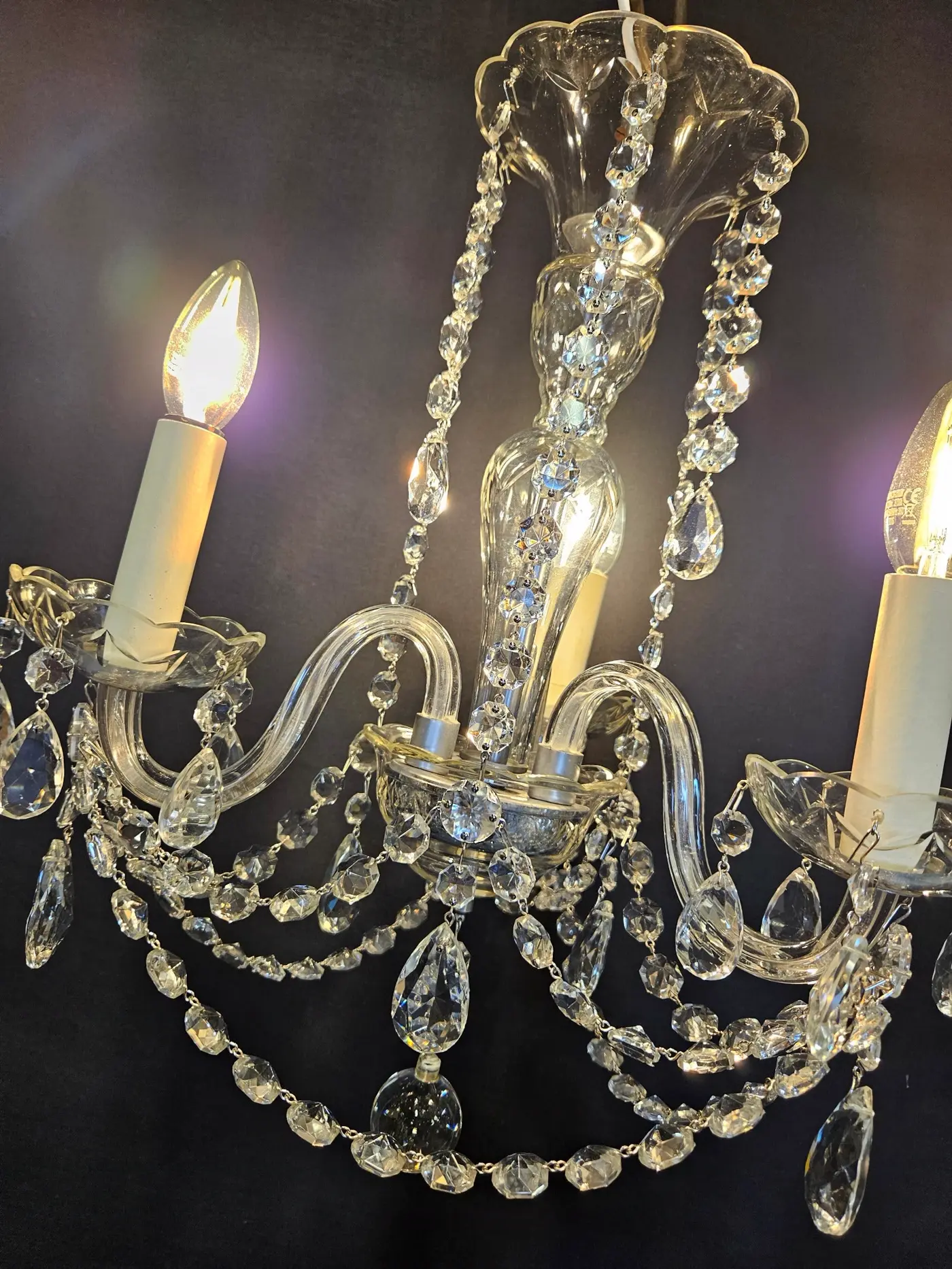 3-Arm Czech Chandelier, c. 1950 – view 9