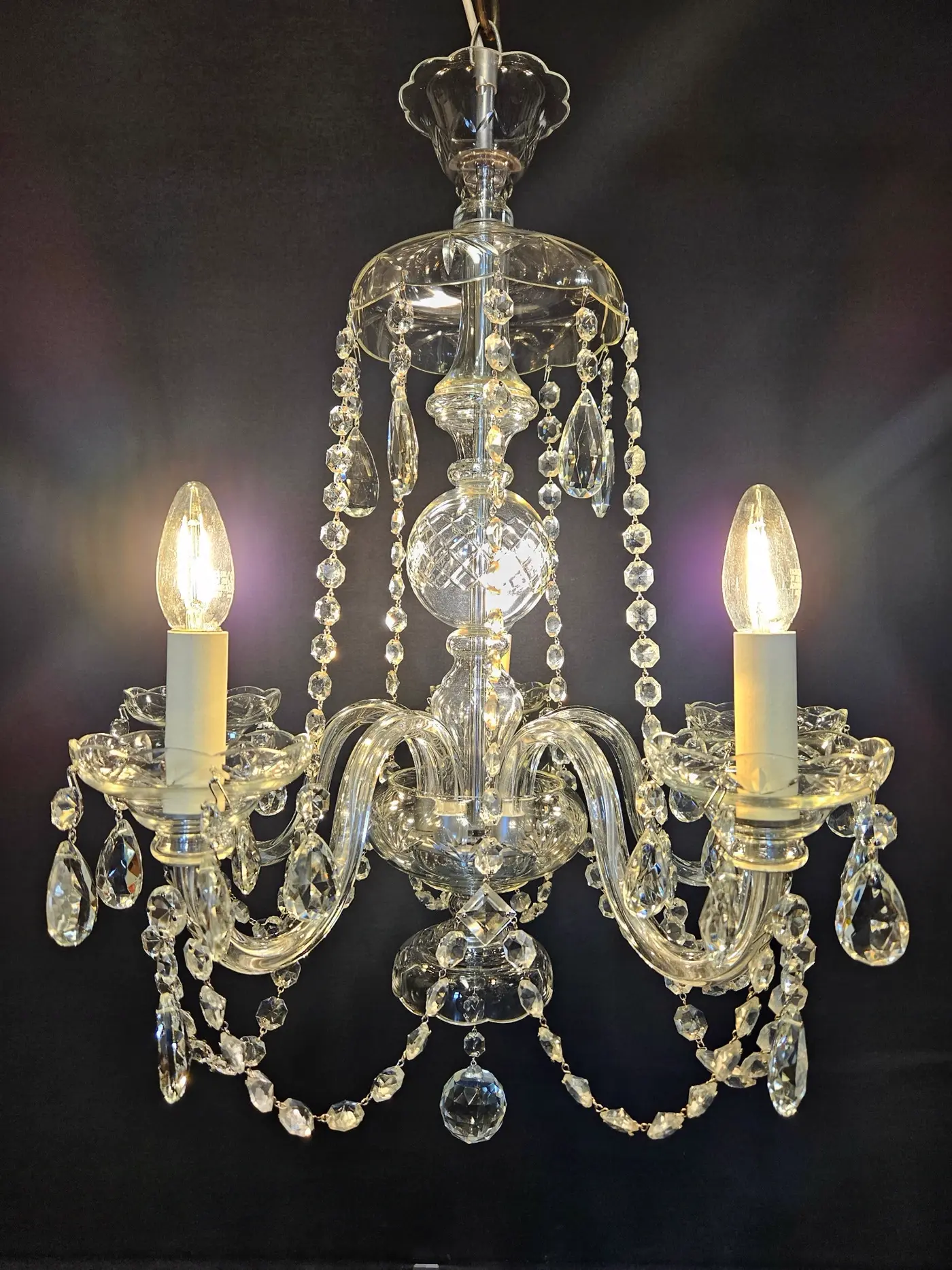 5-Arm Czech Chandelier, c. 1930 – view 6