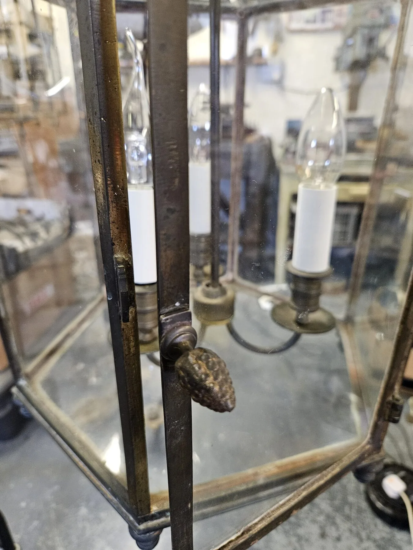 Detail of the lantern frame and internal chandelier during survey