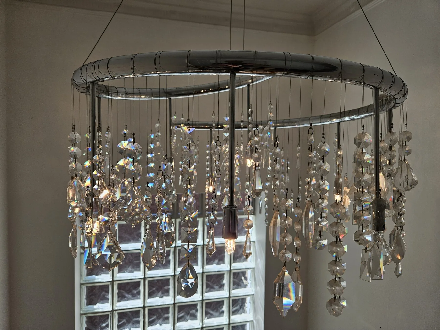 Strass glass drops catching the light after cleaning
