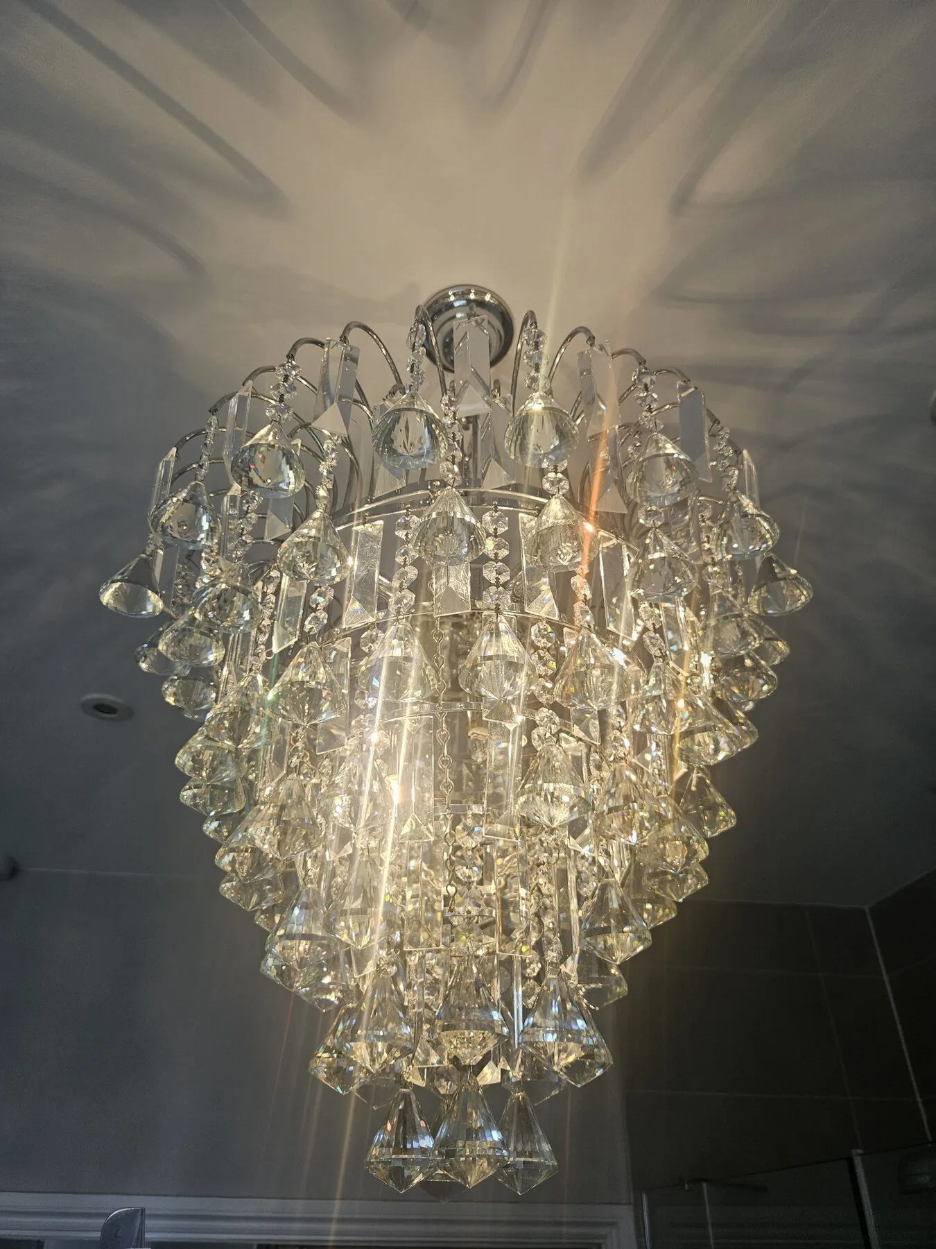 Contemporary Strass crystal chandelier after cleaning, North London