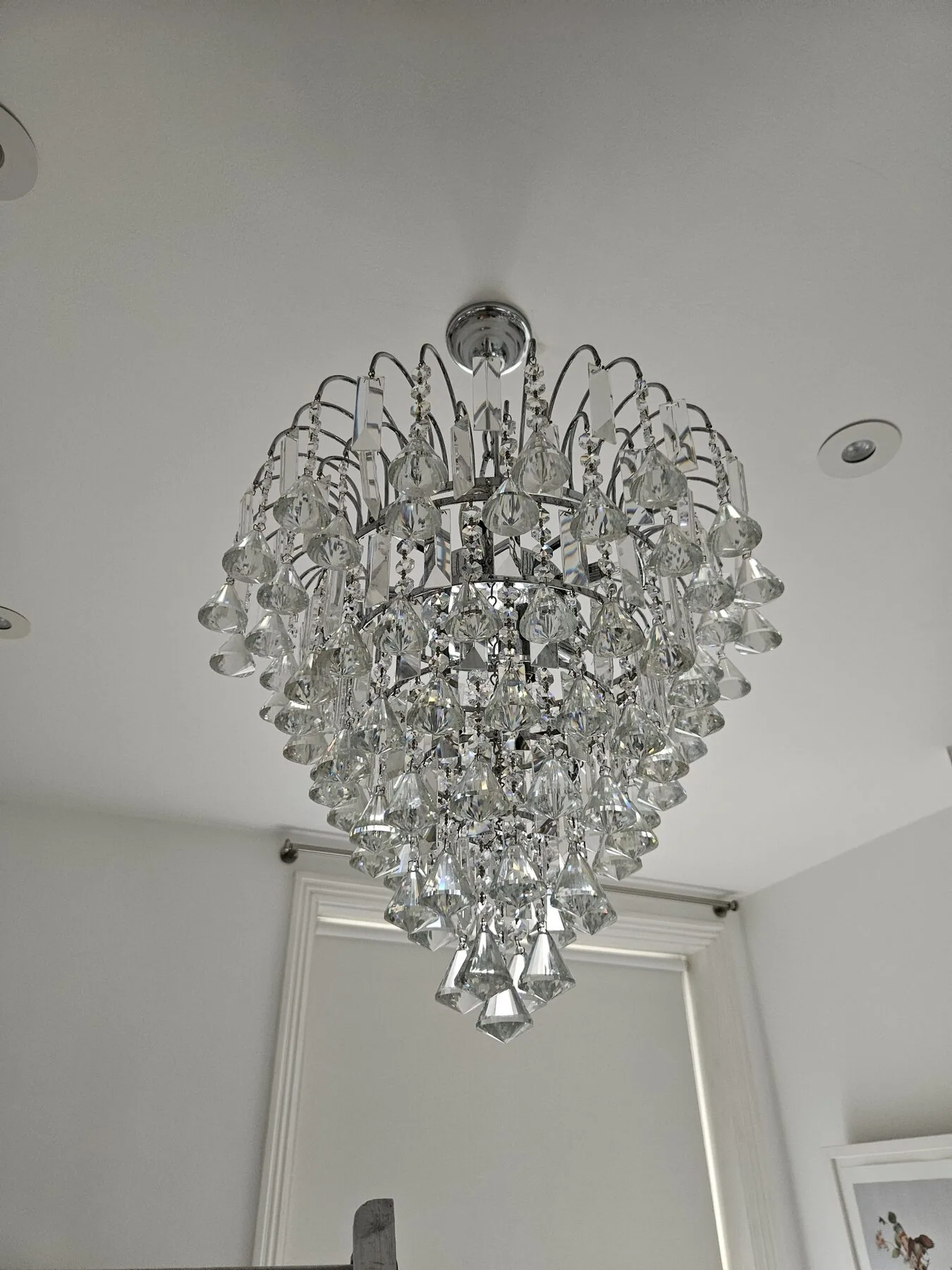 Second Strass crystal chandelier following cleaning, North London