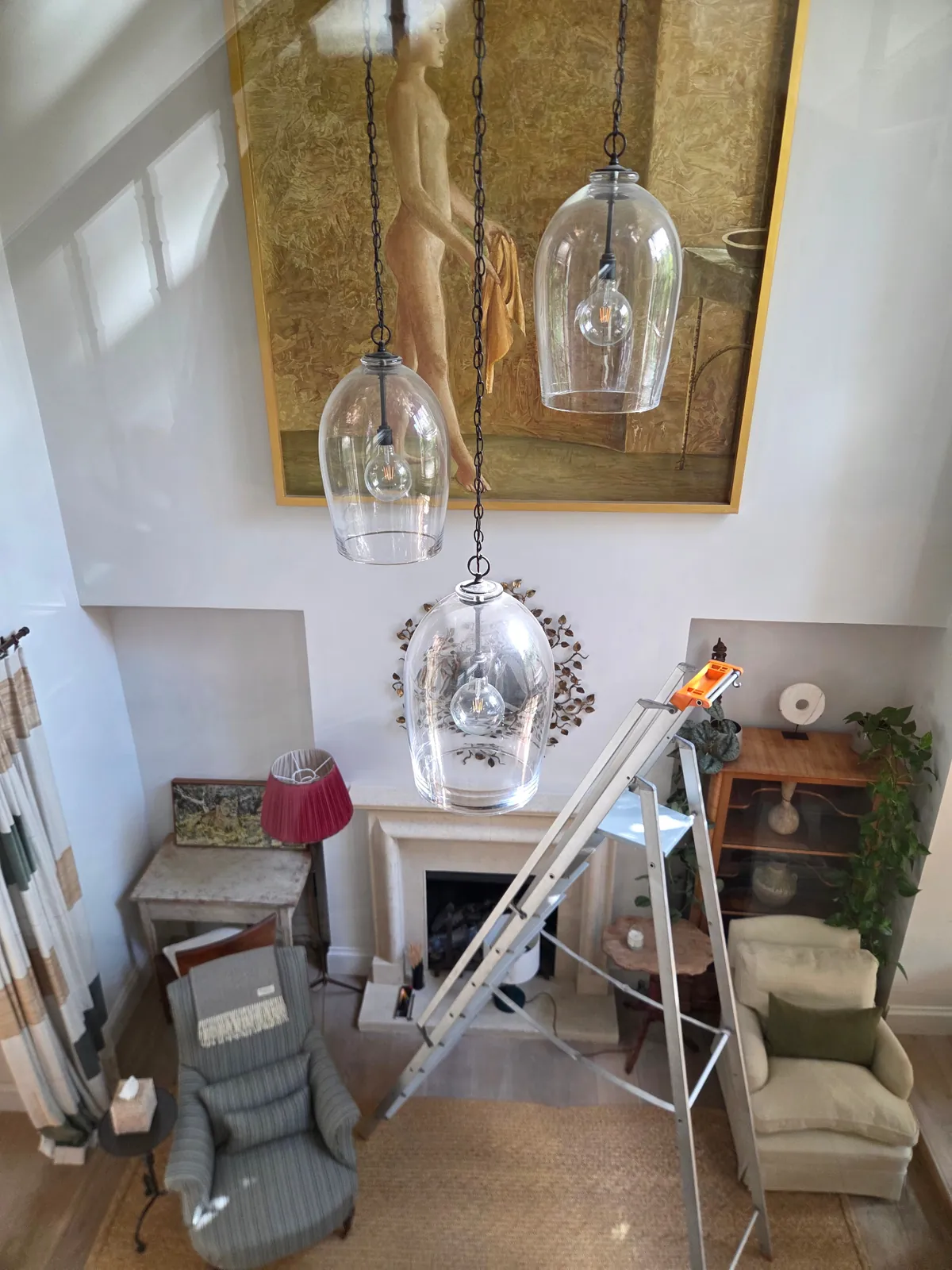 Antique bell lantern being professionally cleaned in Notting Hill, London