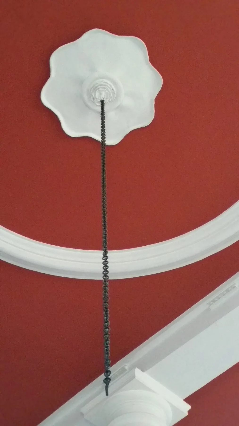 Ceiling rose and hanging chain with chandelier removed