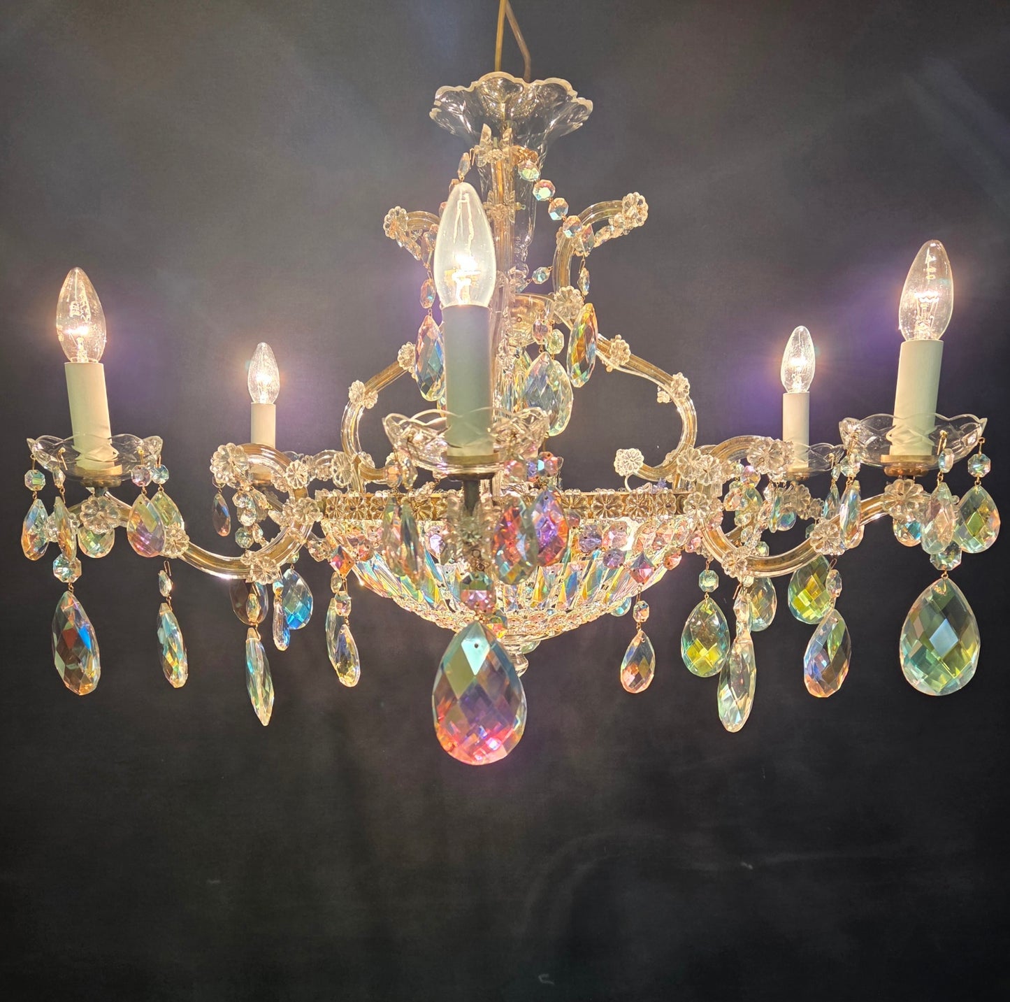 6-Arm Maria Theresa Chandelier, CA. 1950