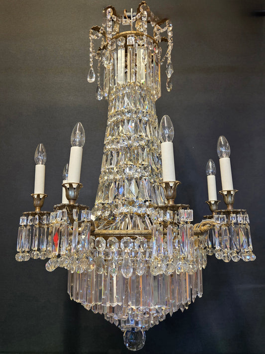 8-Arm Early-Victorian Crystal Chandelier, CA 1840