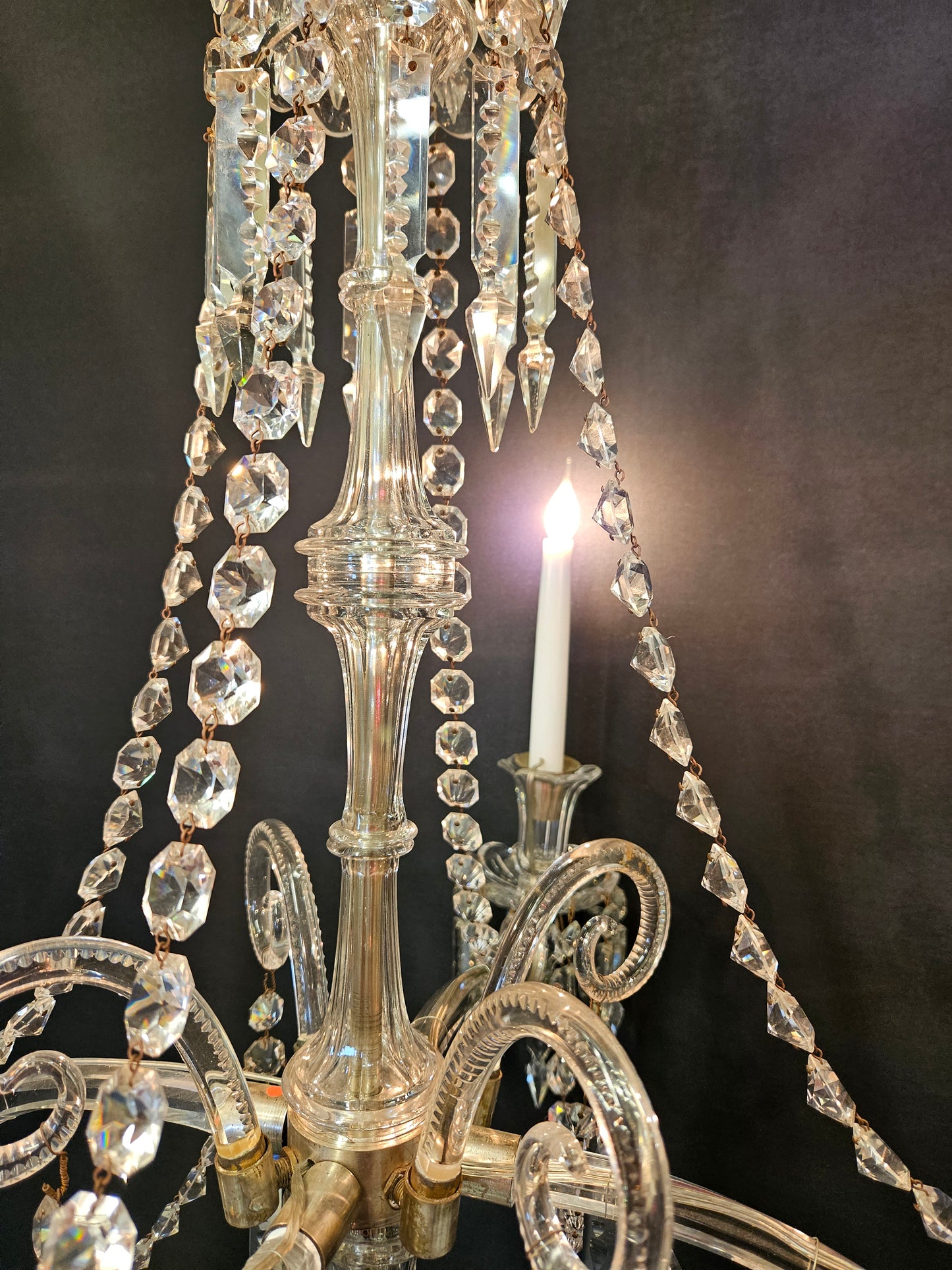 4-Arm Victorian Glass Chandelier, CA. 1840