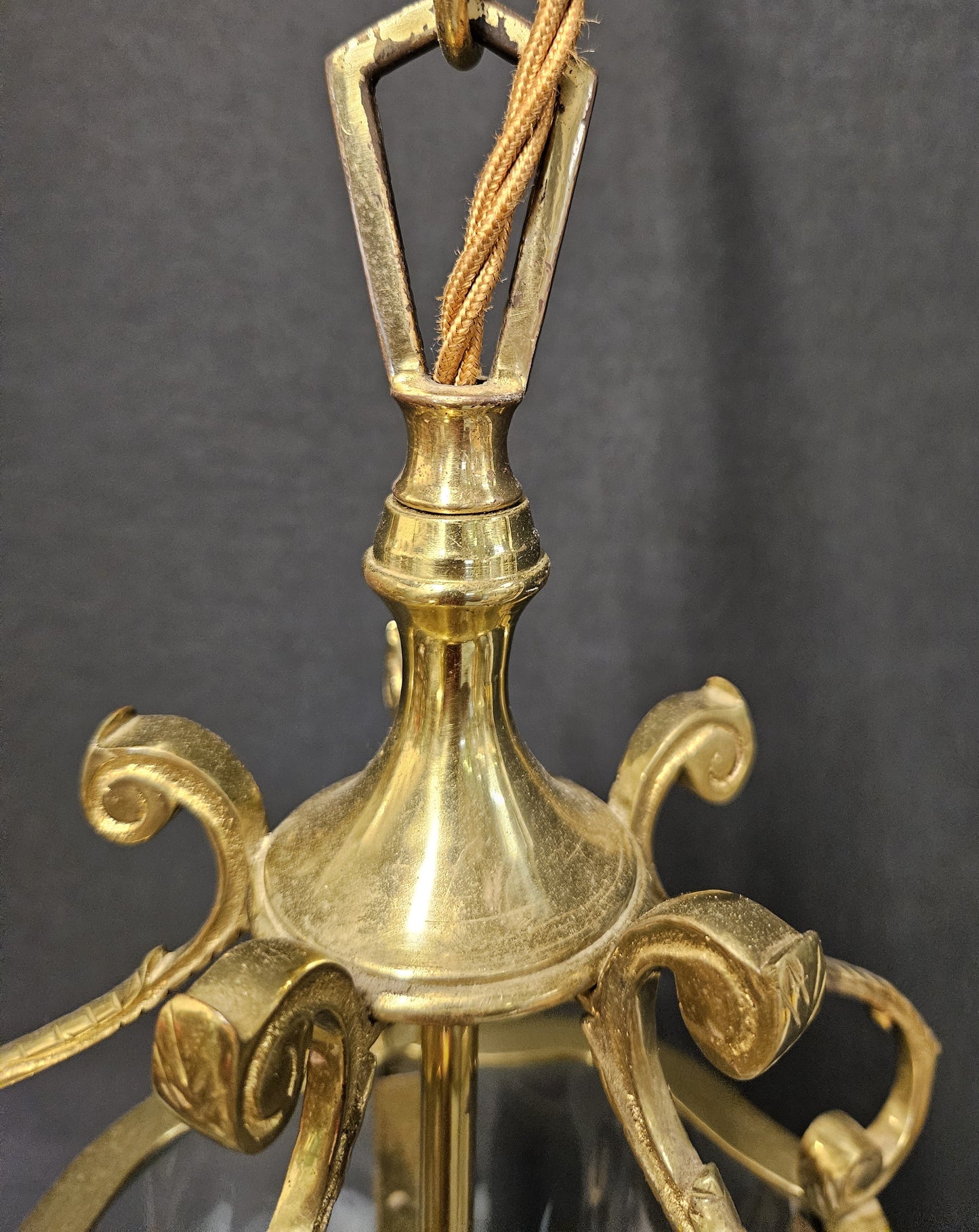 Brass Curved-Glass Lantern
