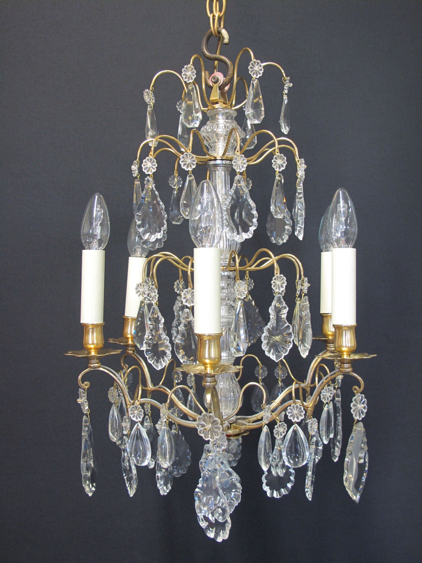 front view of chandelier