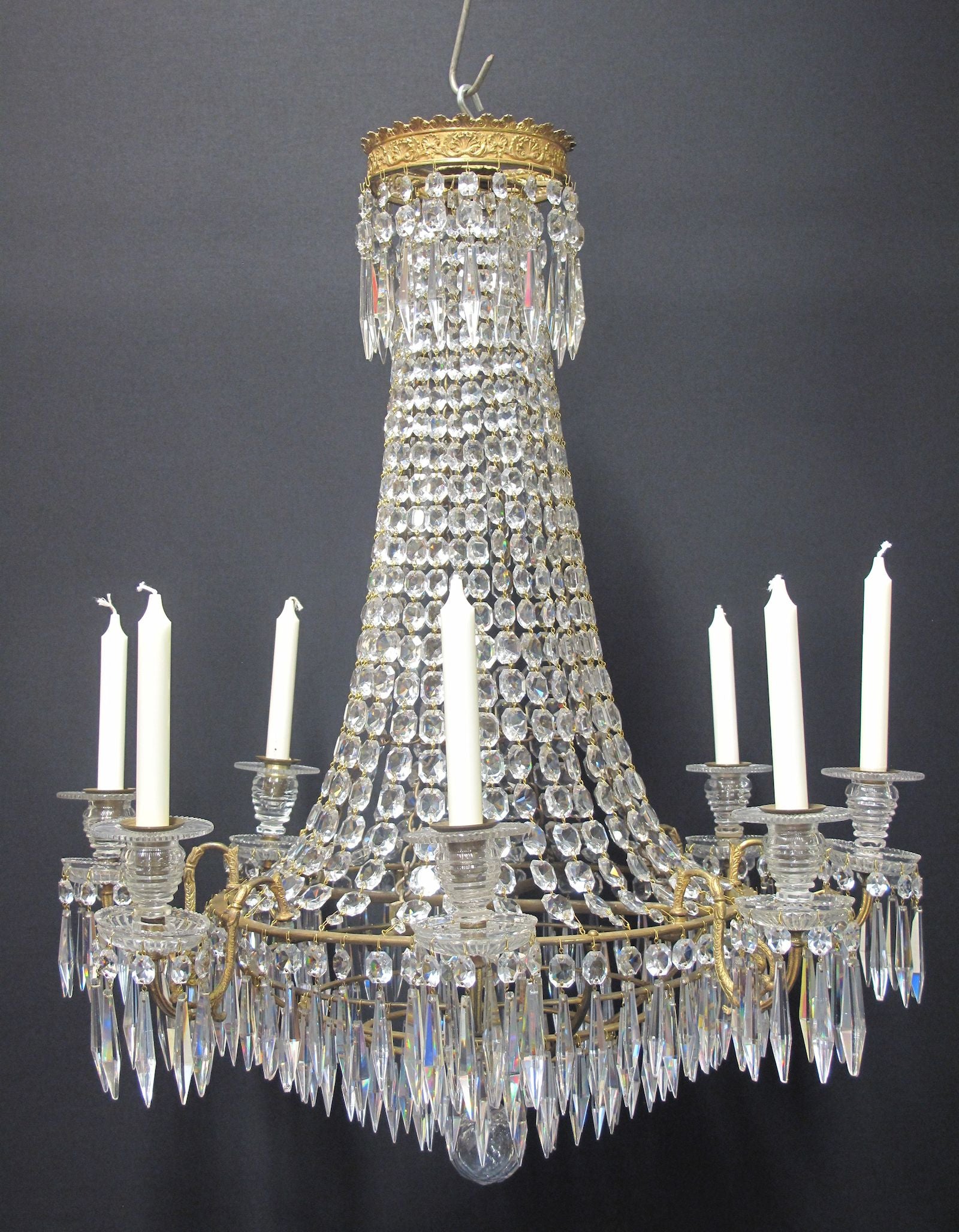 front view of chandelier