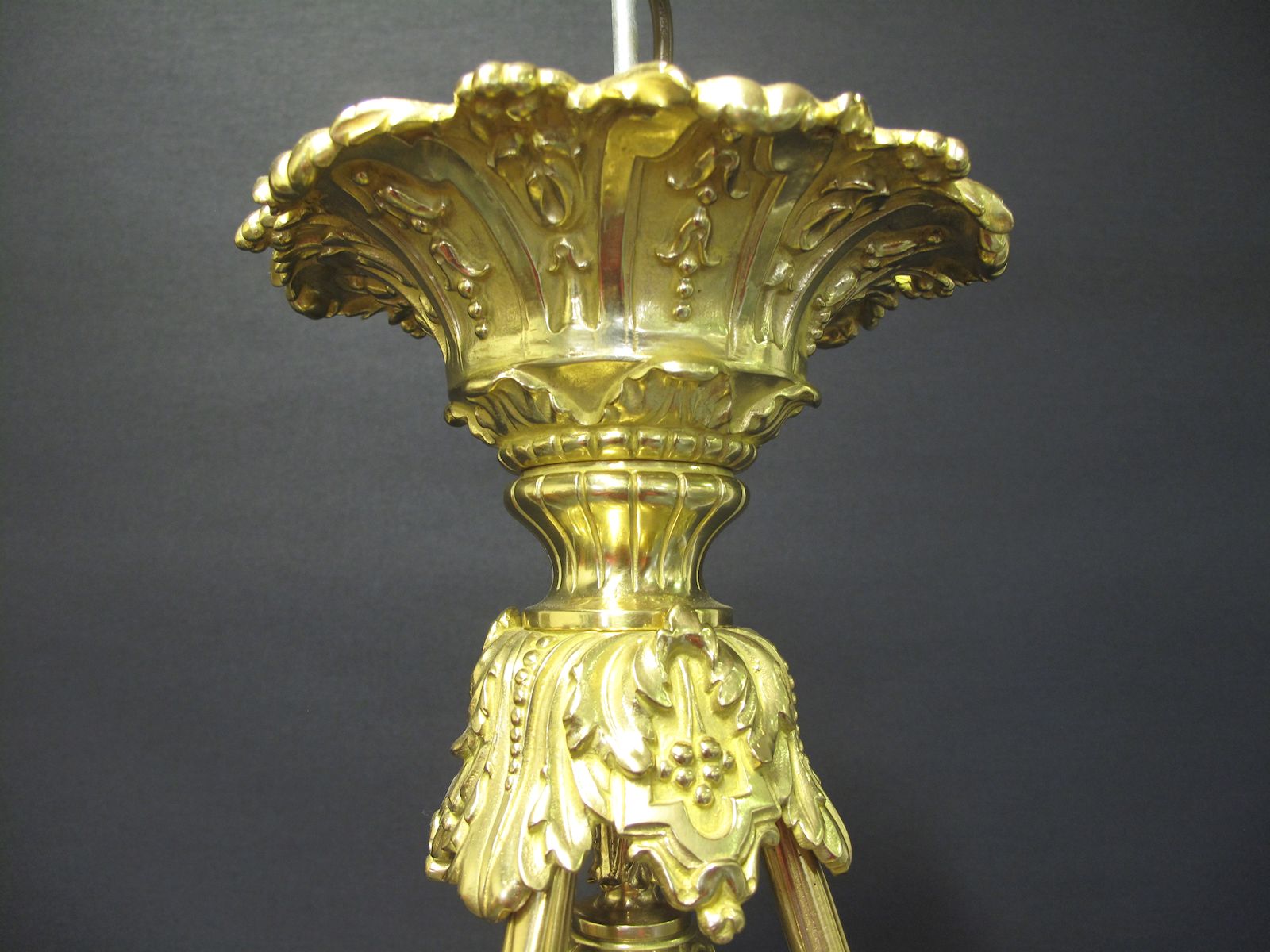 3 arm polished brass chandelier, canopy