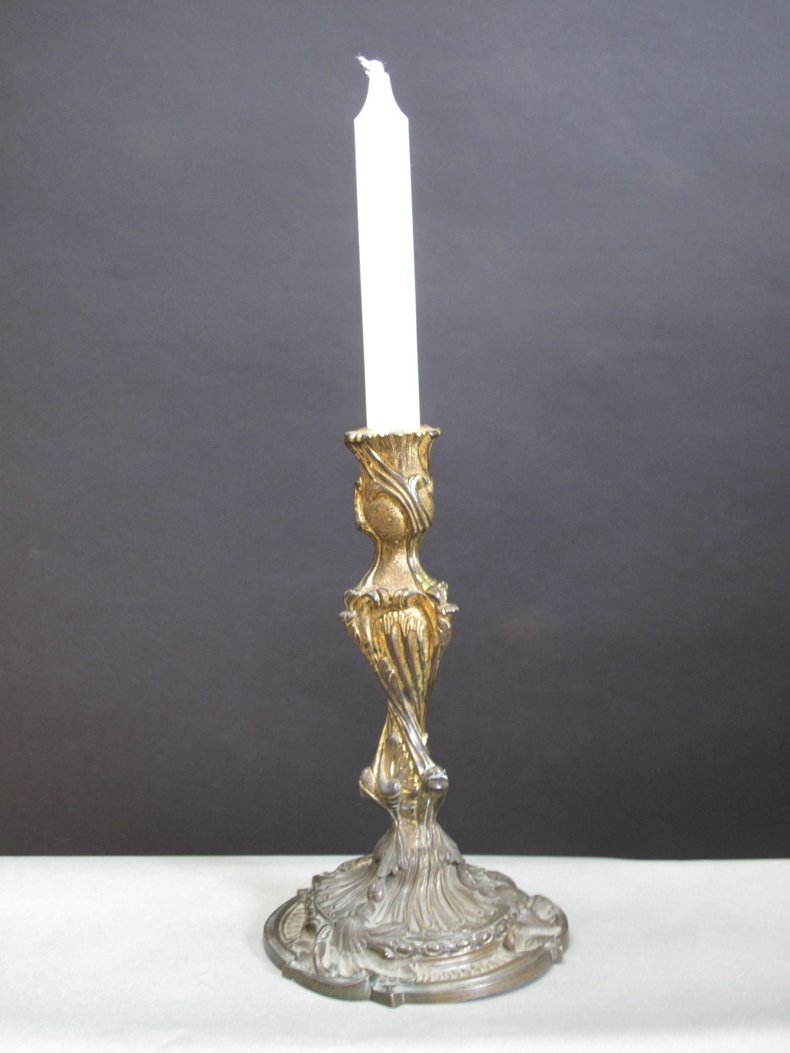 view of candlestick candle placed