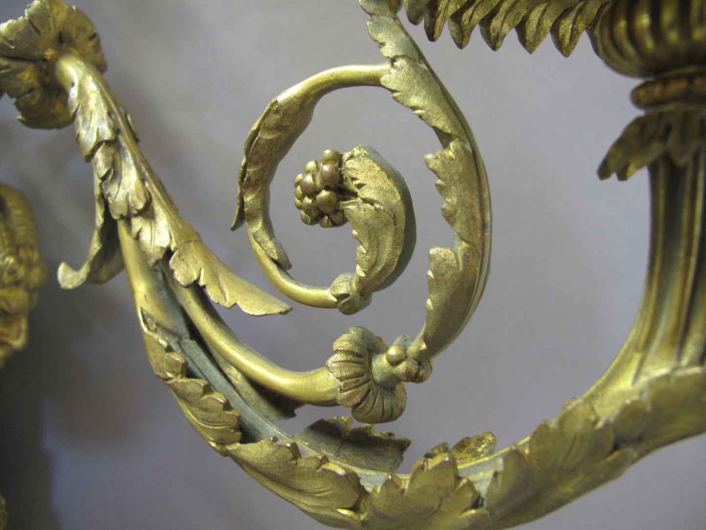 view of intricate brass casting on arm