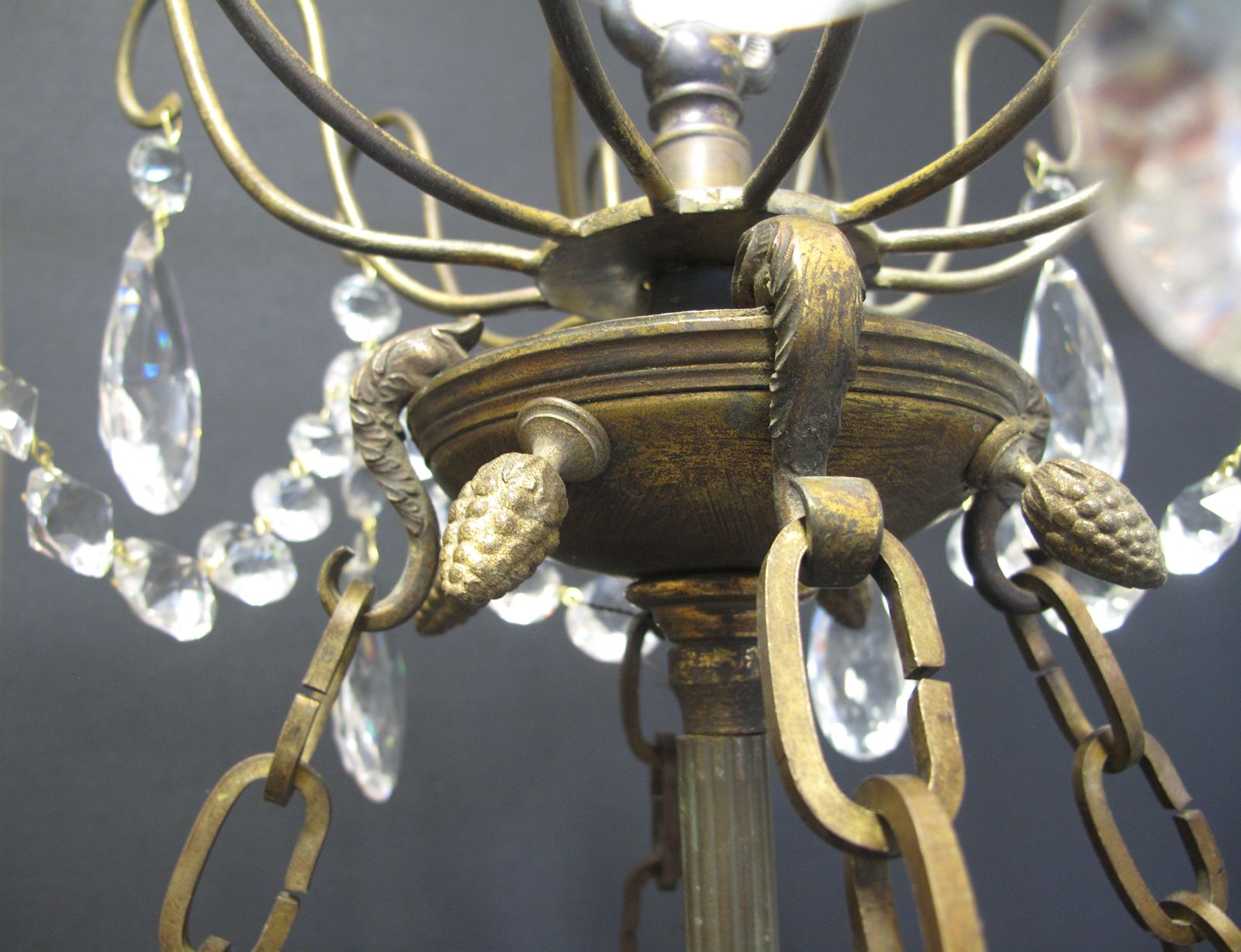 12 light ormolu and glass chandelier, canopy