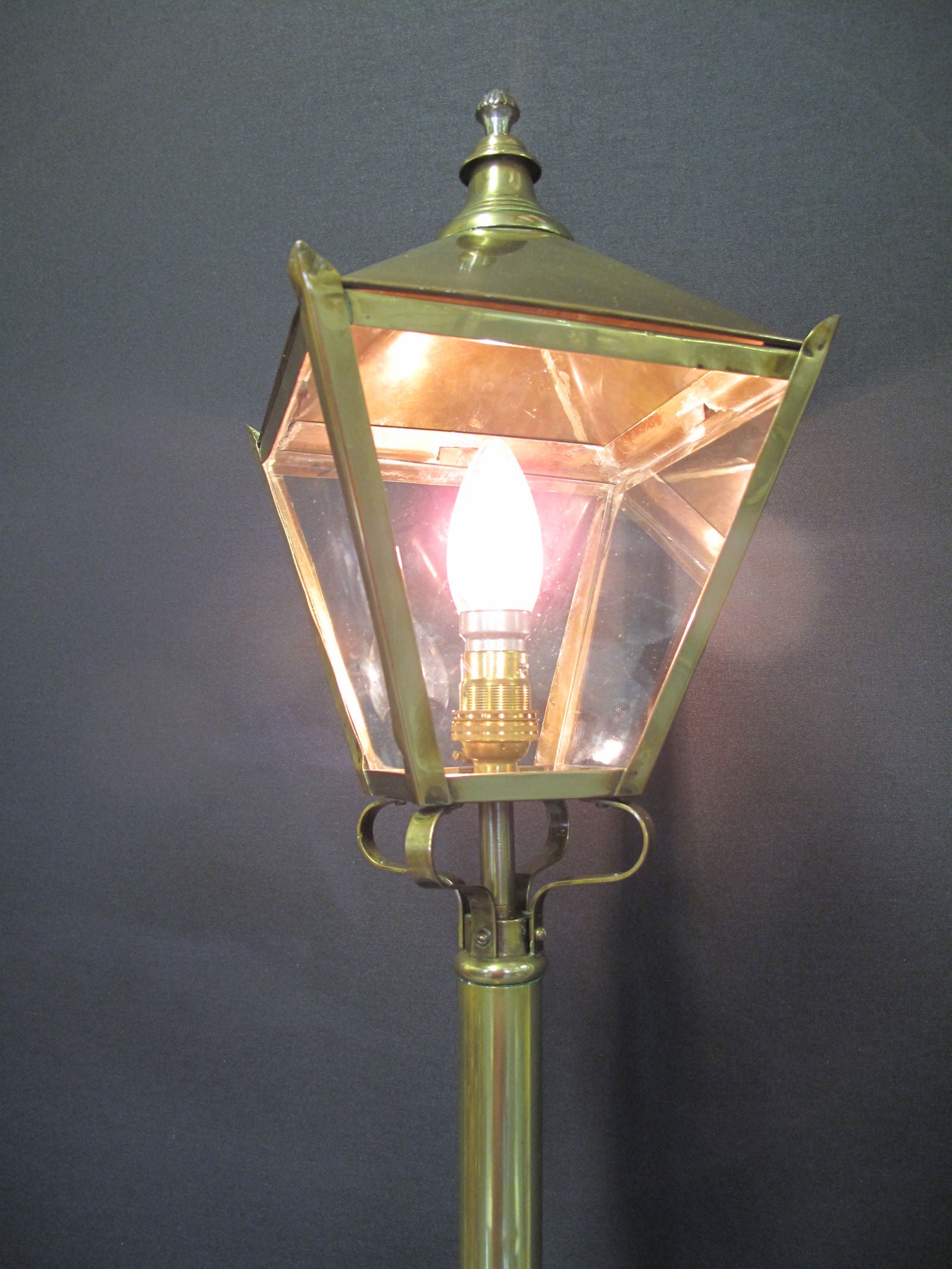 lamp lit showing panes of glass
