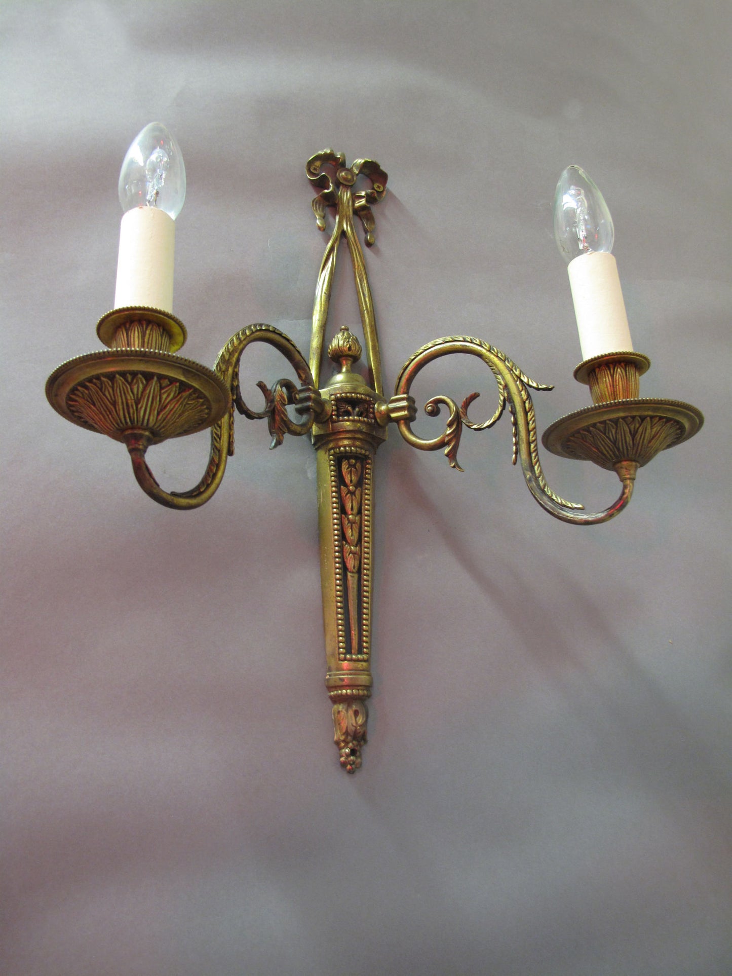Pair Of 2-Arm Bow Wall Lights, CA. 1930