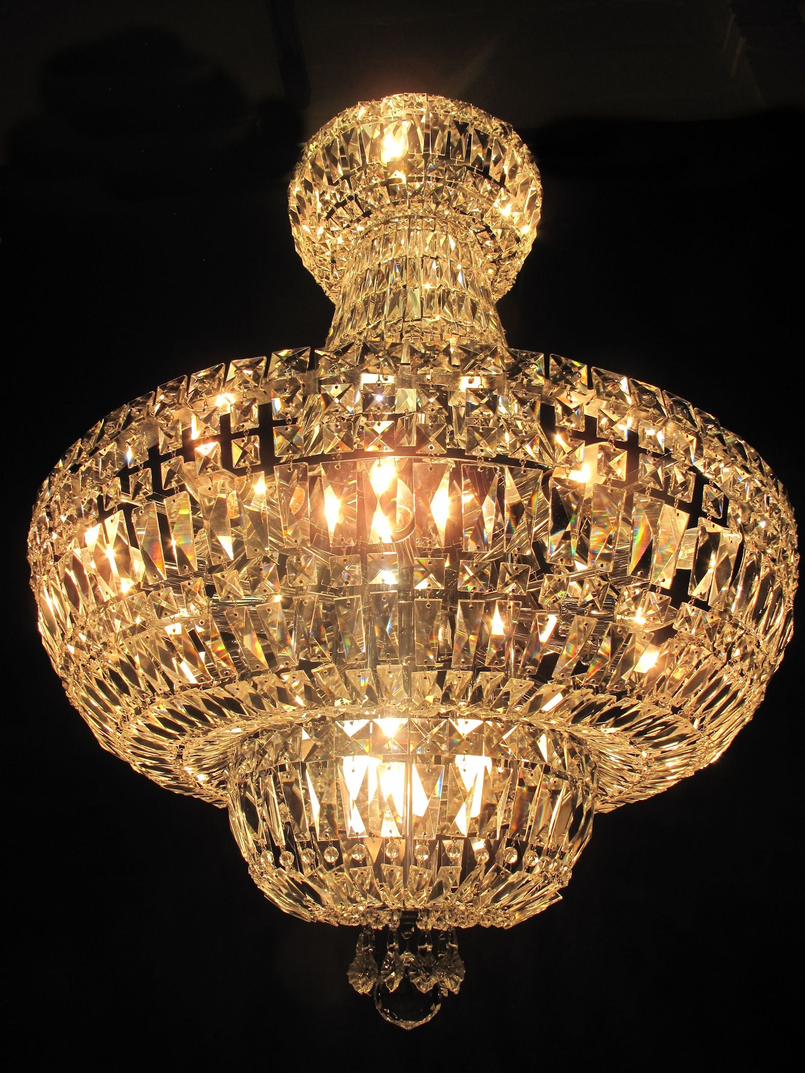 chandelier lit up from below