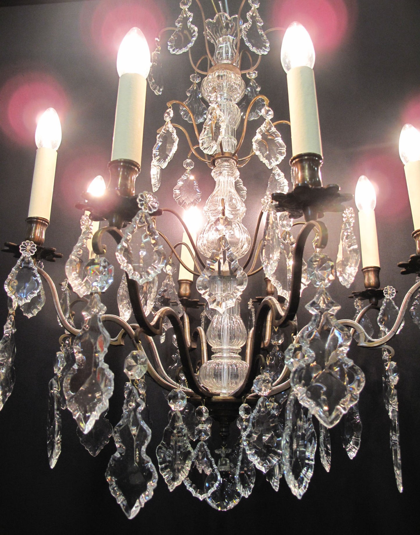 chandelier lit up from below