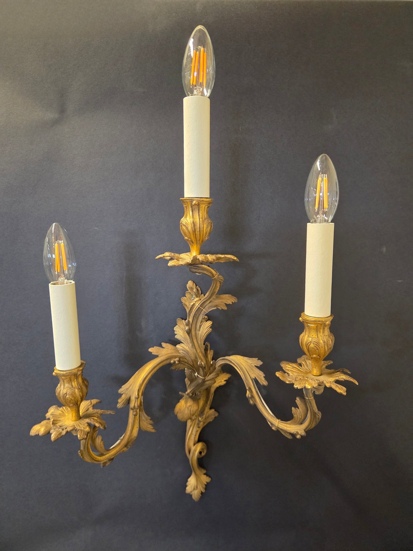 Pair Of 3-Arm Rococo Wall Lights, CA. 1930